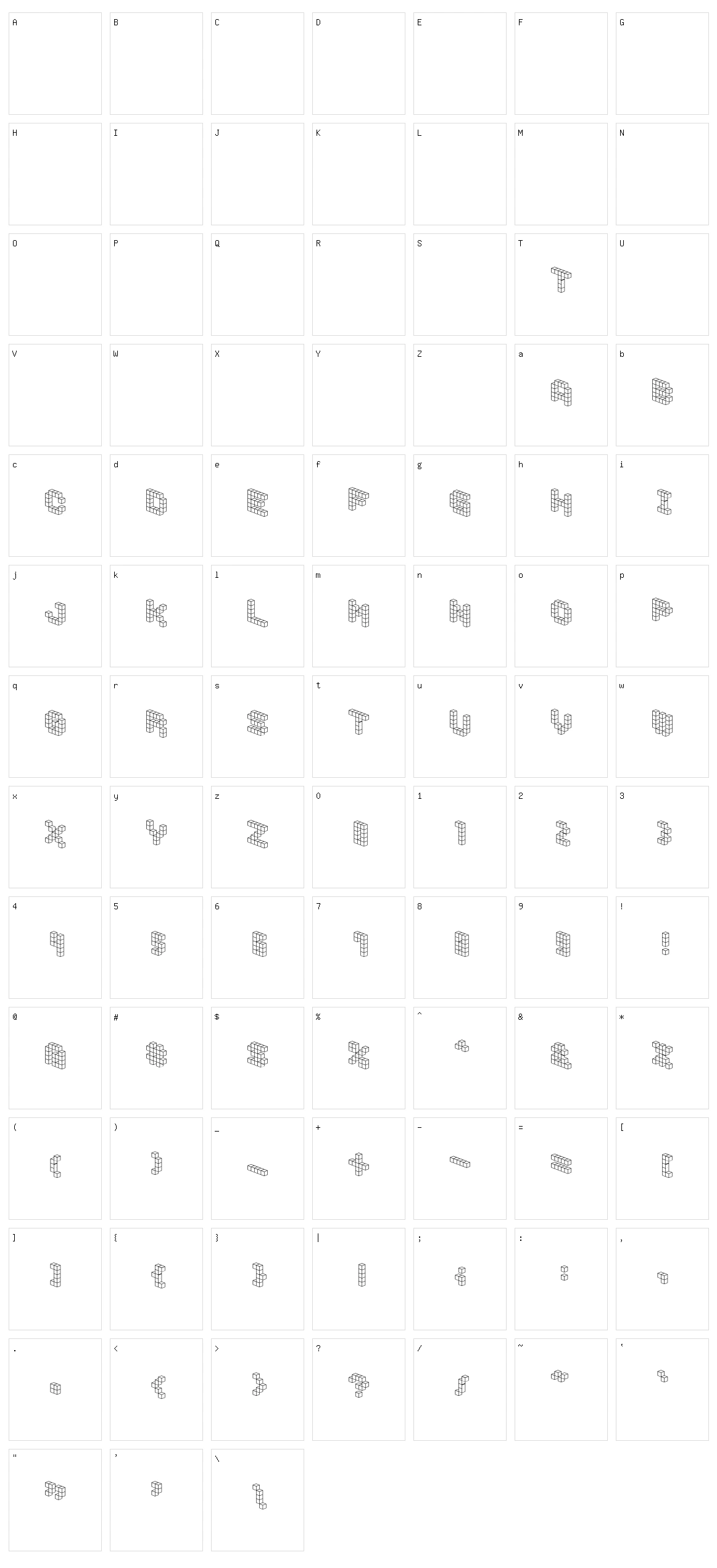 Demon Cubic Block Font Character Set