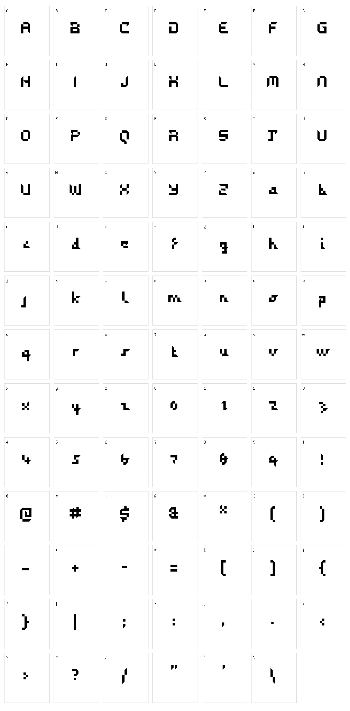 Detalpalo Character Set