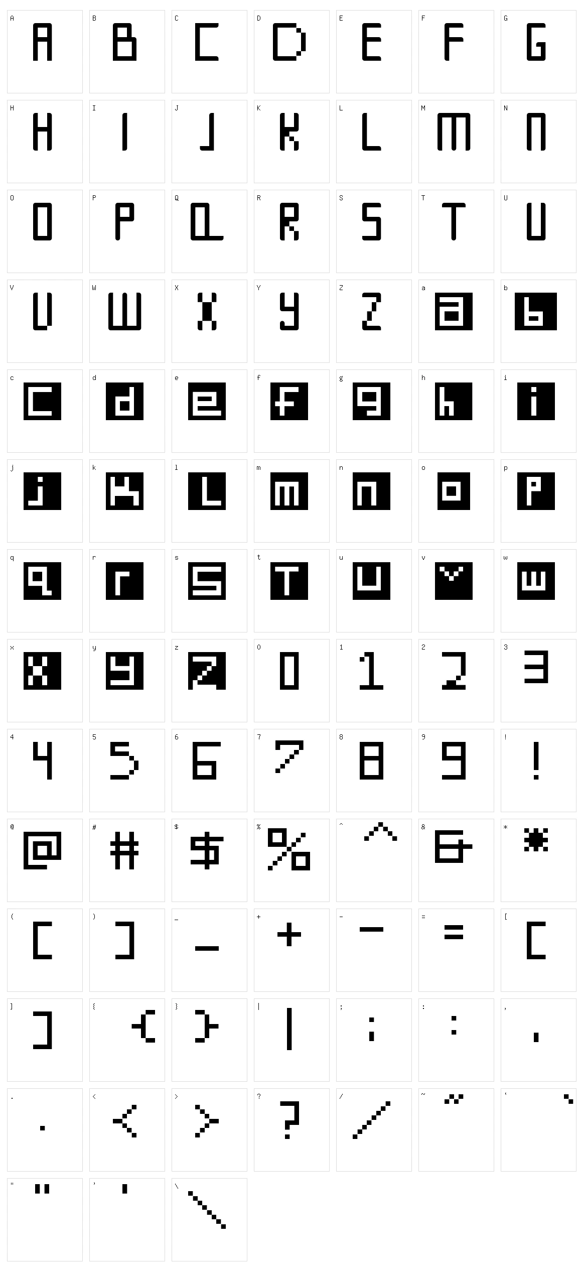 Digit Square Character Set