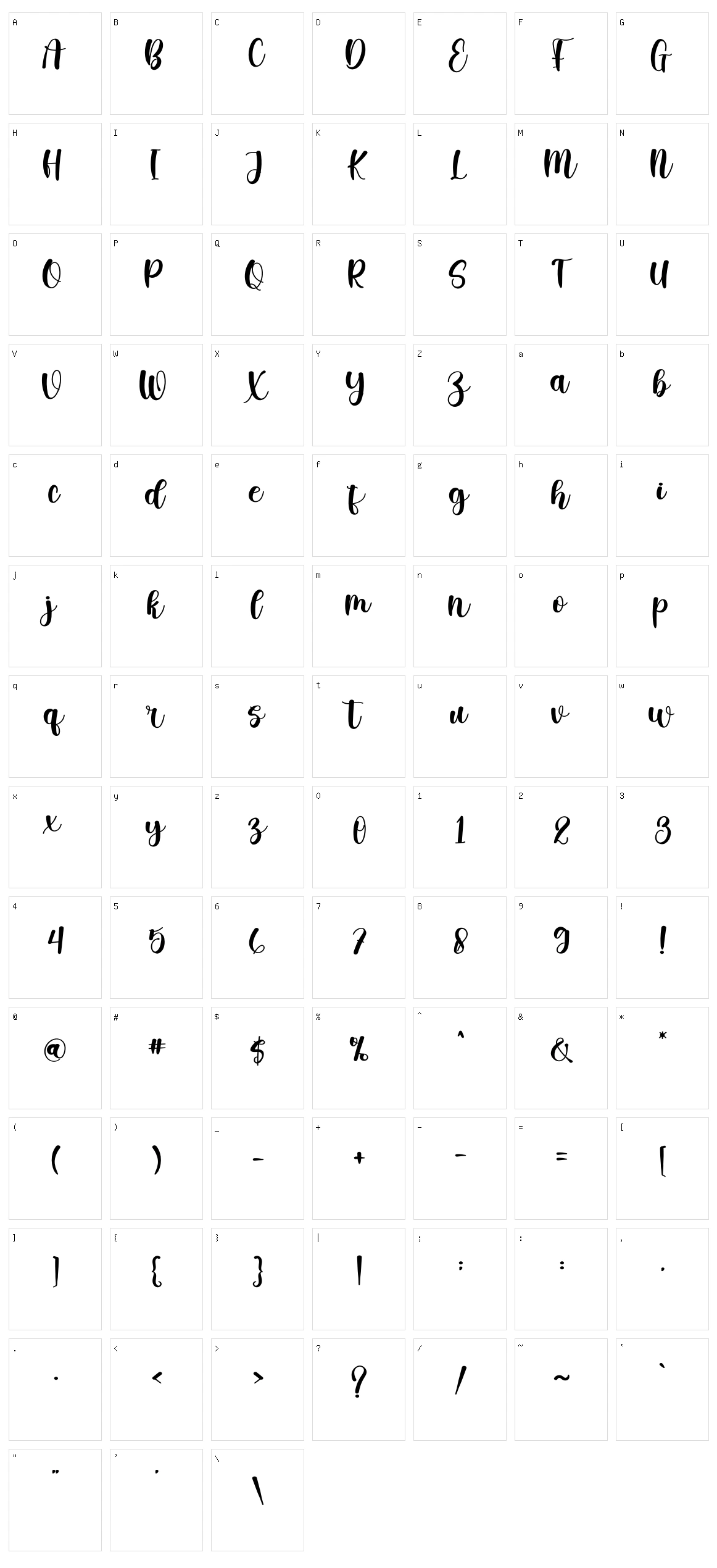 Handwriting Character Set
