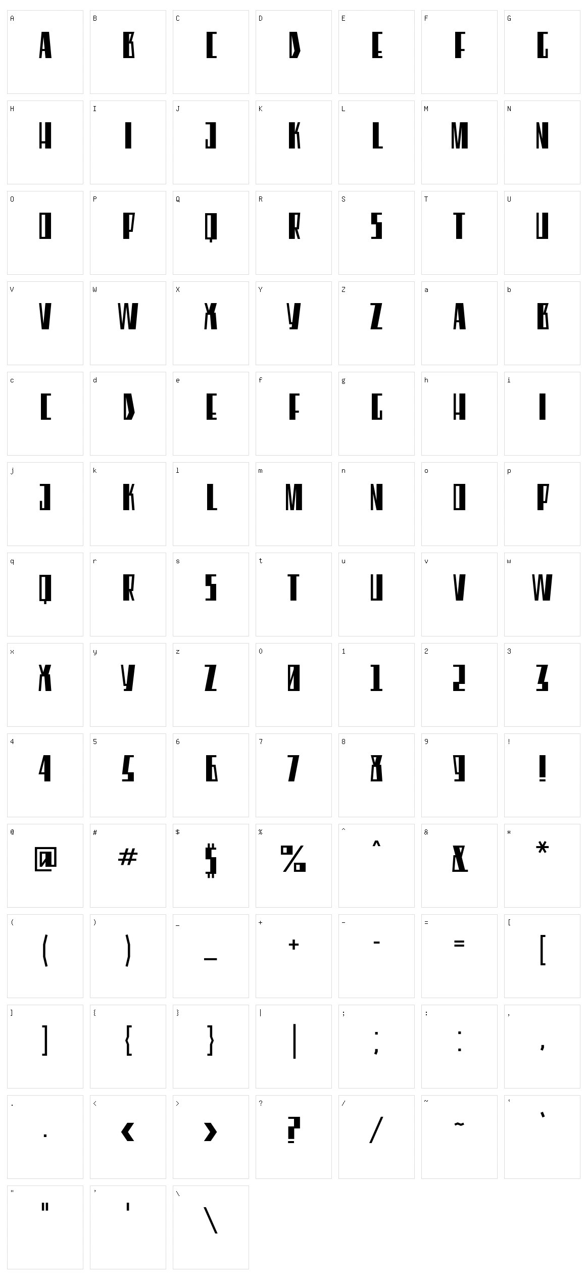 Eleventh Square Character Set