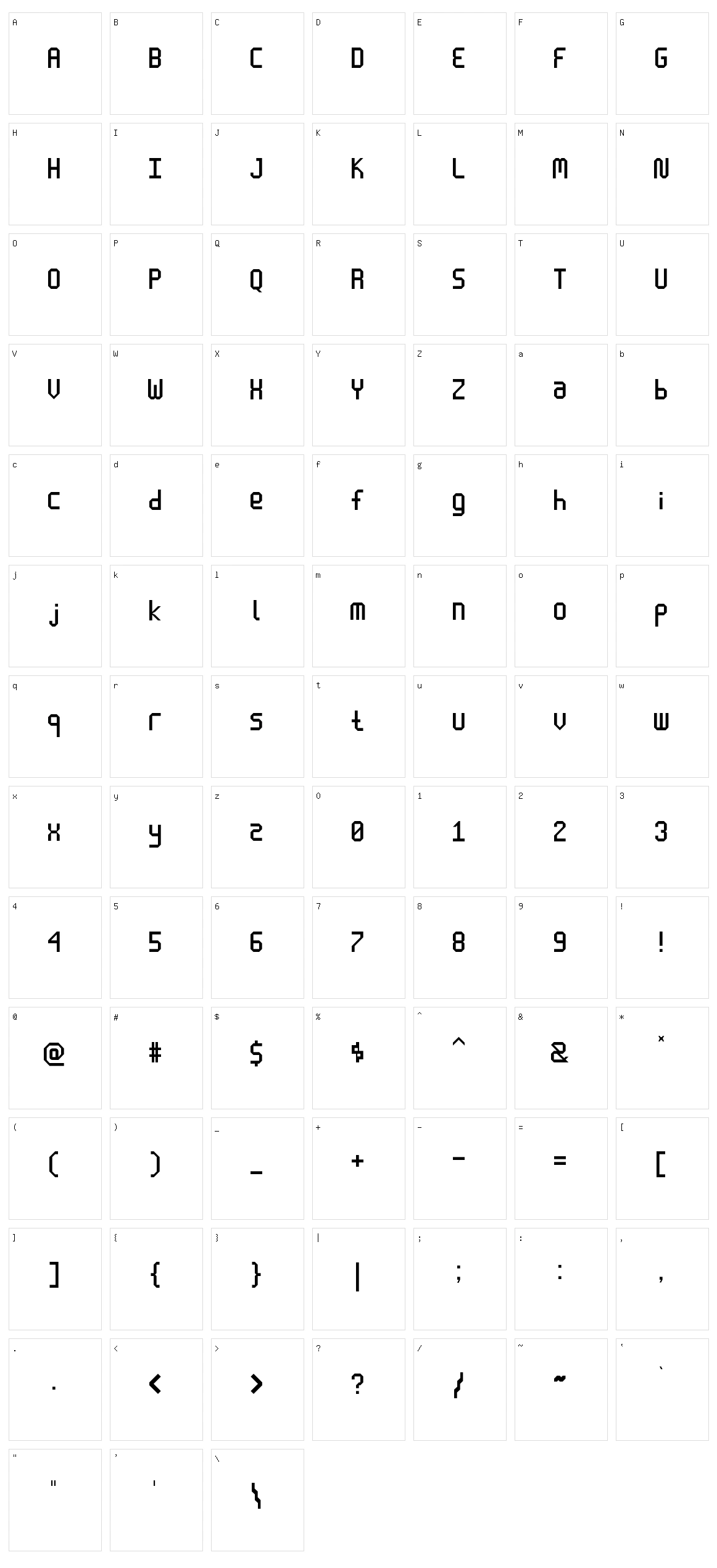 Enlatique Character Set