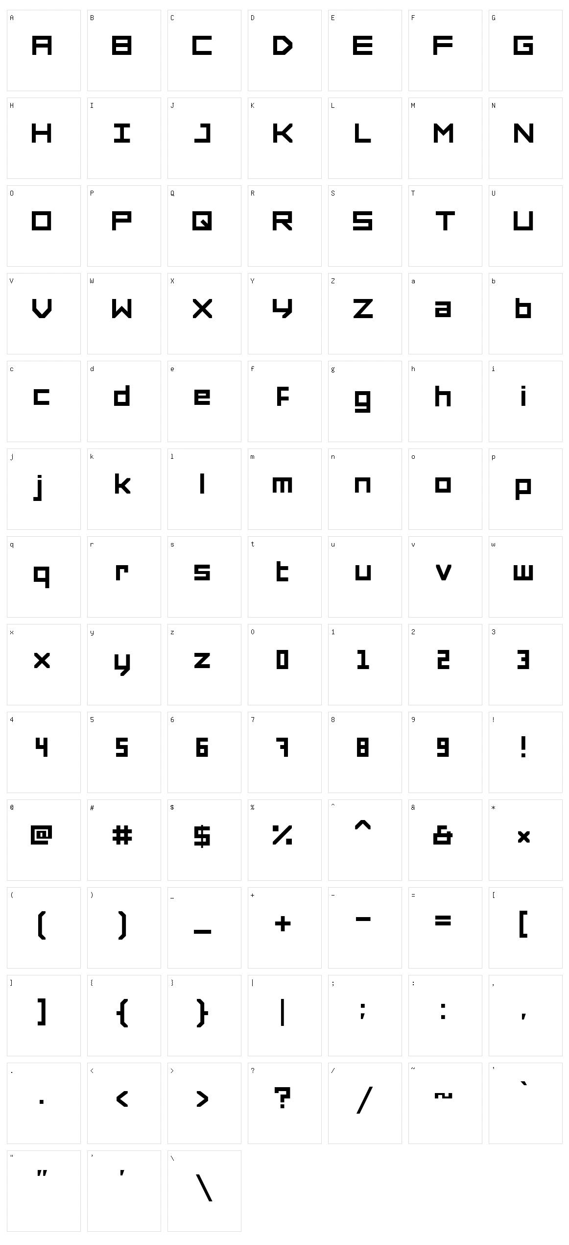 Forced Square Character Set