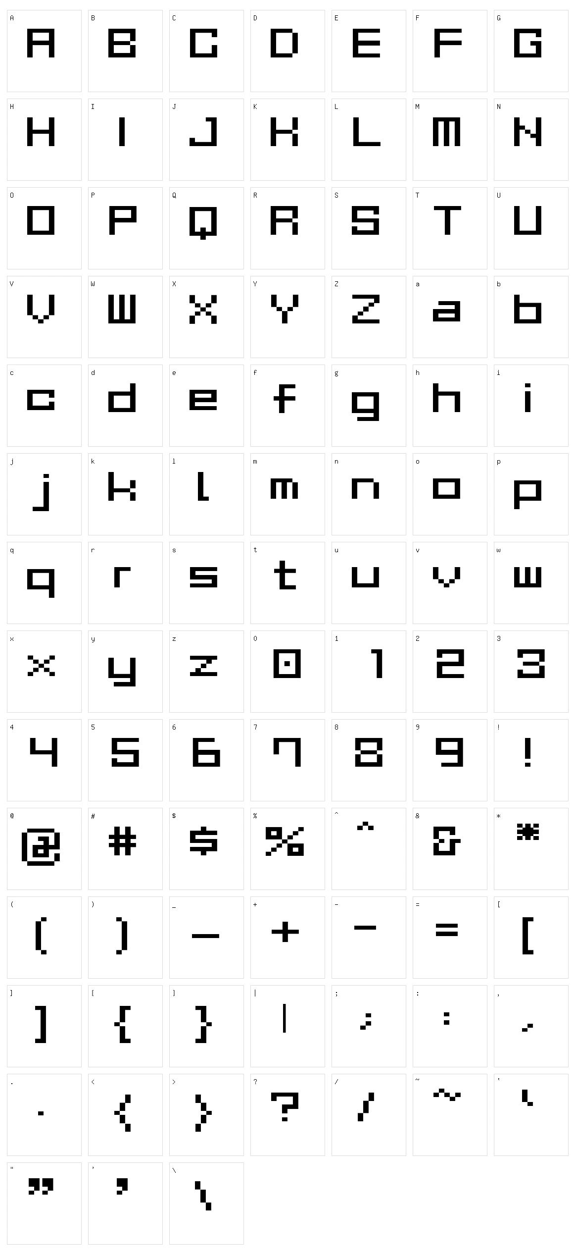 Gau Font Cube Character Set