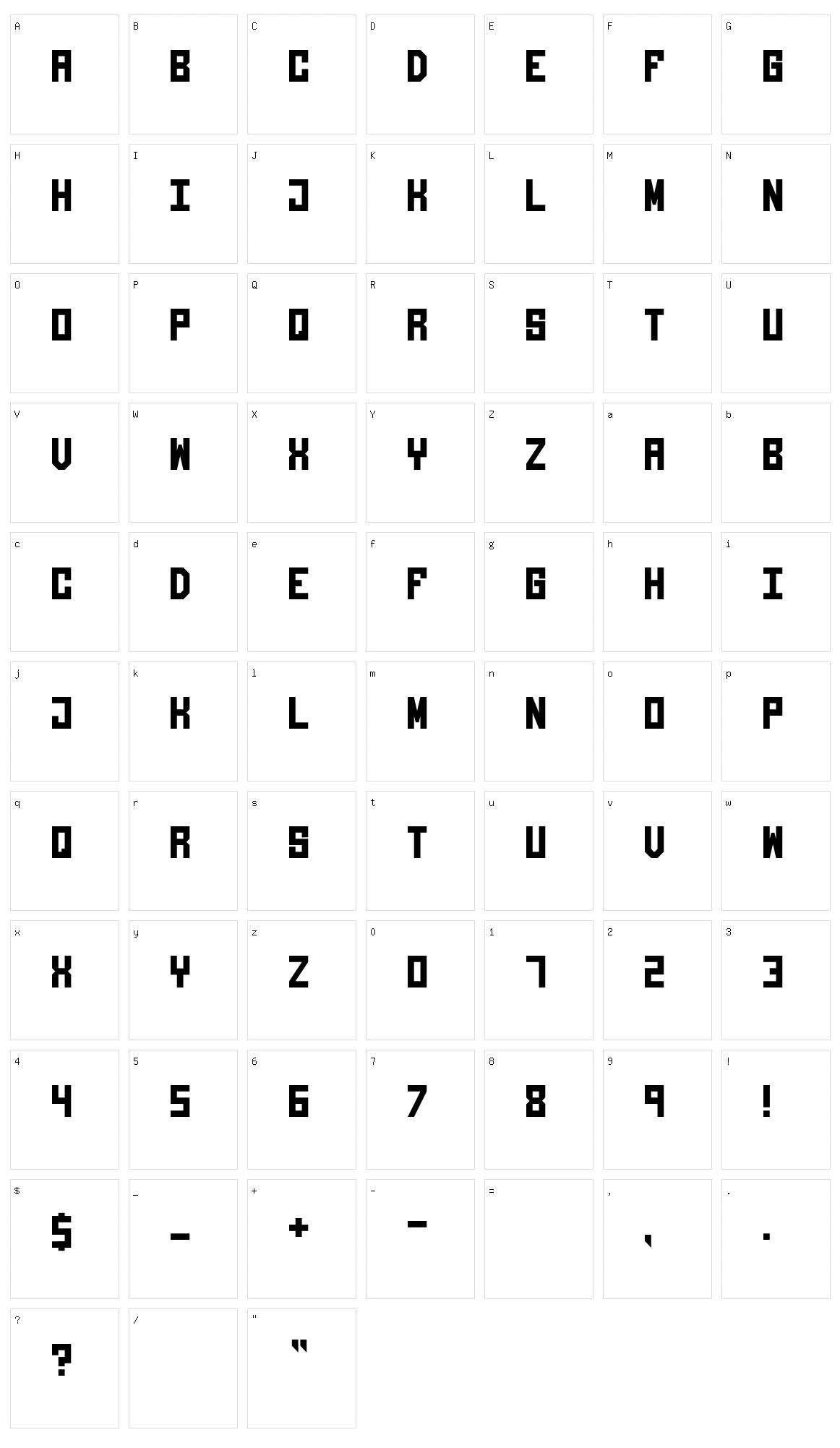 Giantypo Character Set