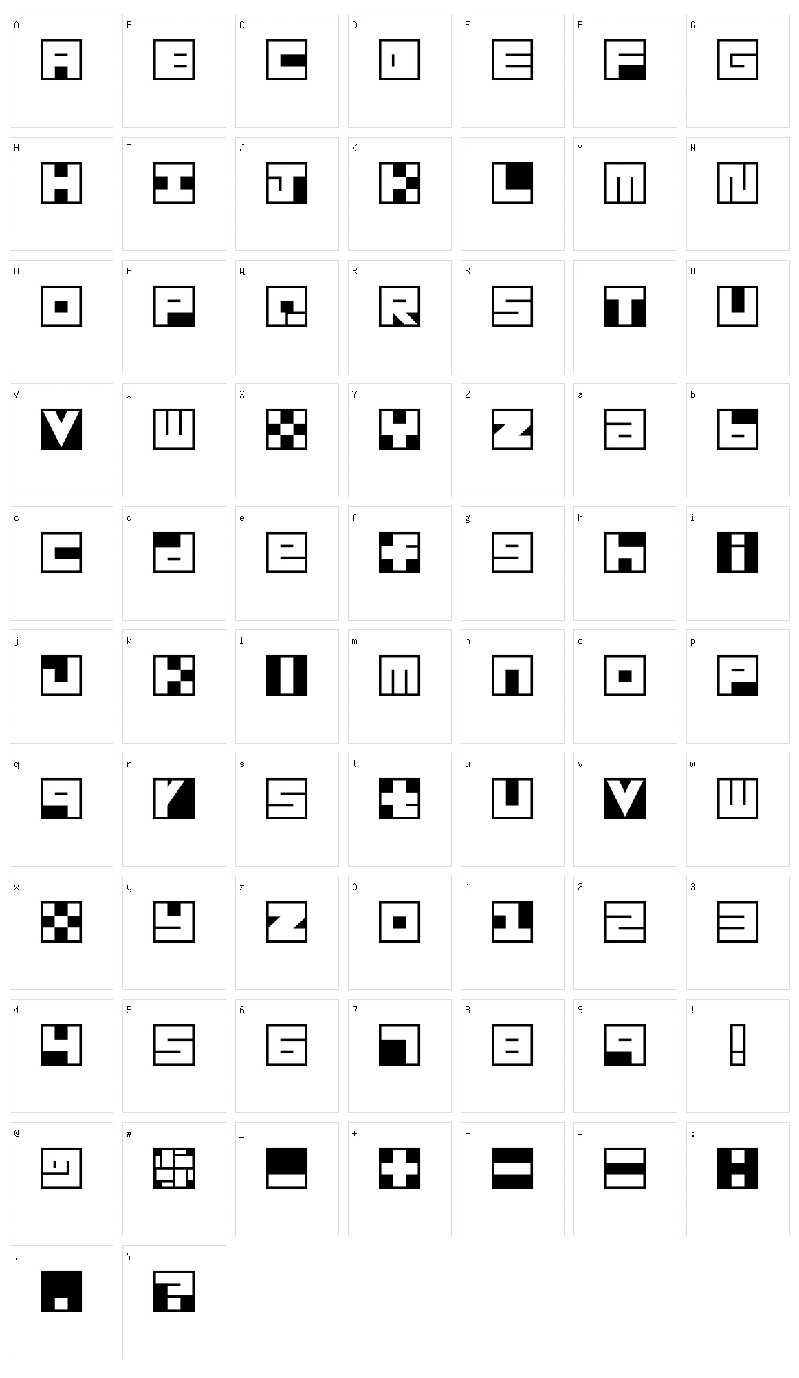 Habesha Blocks Character Set