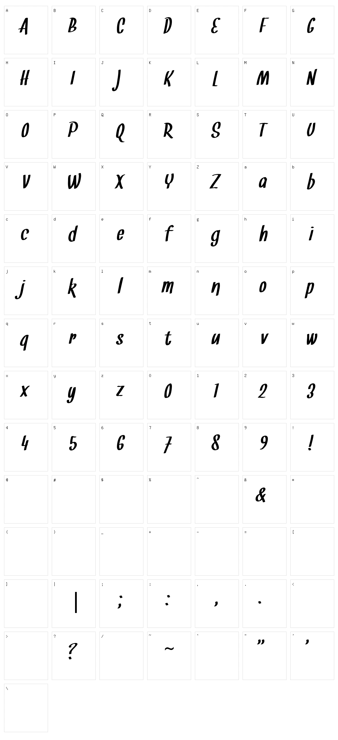 Snickles Character Set