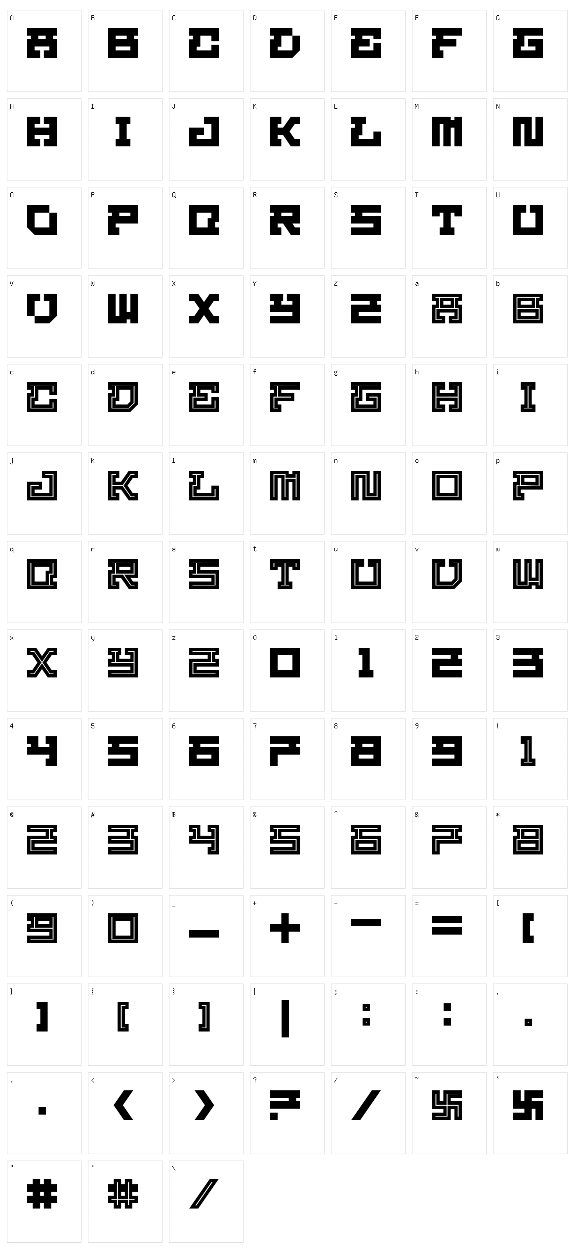 Homigos Character Set