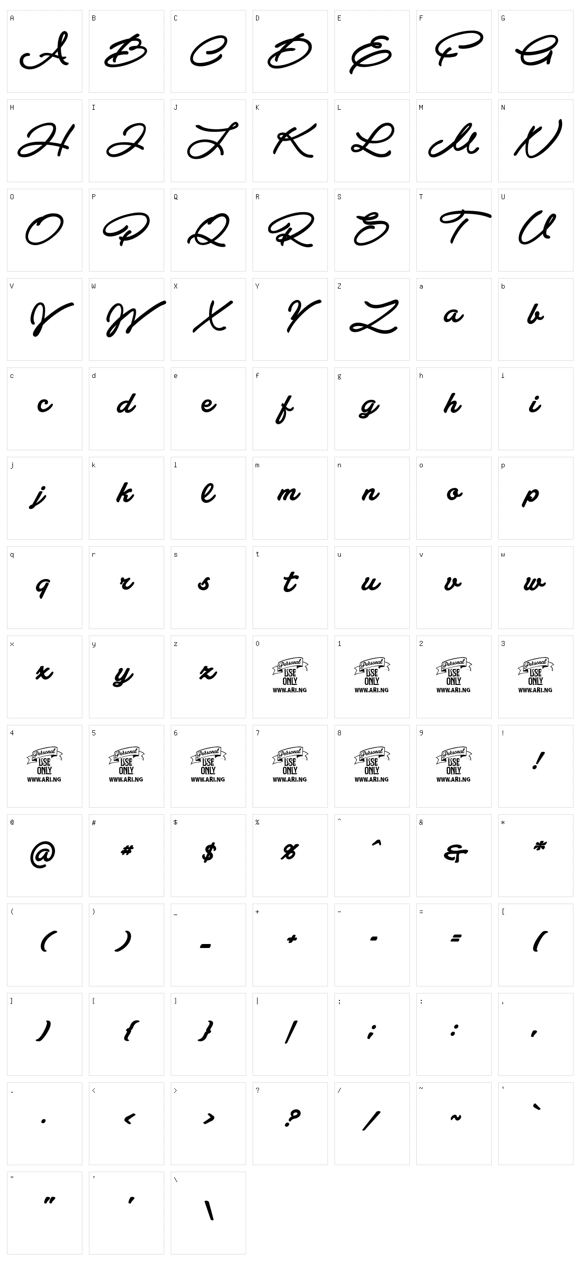 Atelas Character Set