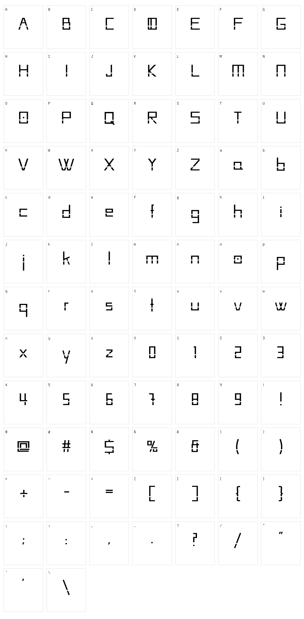 Hueco Character Set