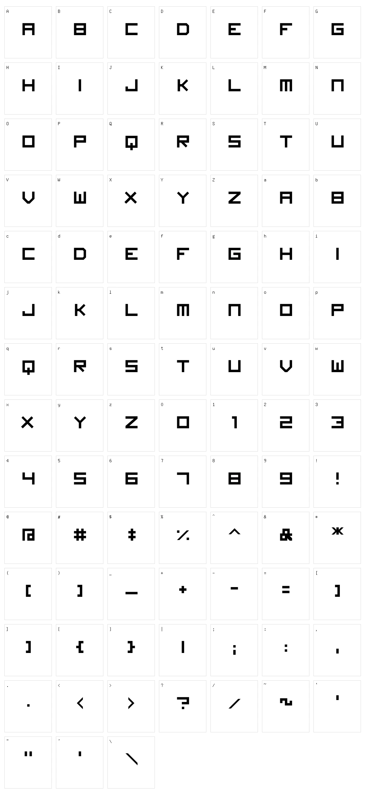 Imagine Font Character Set