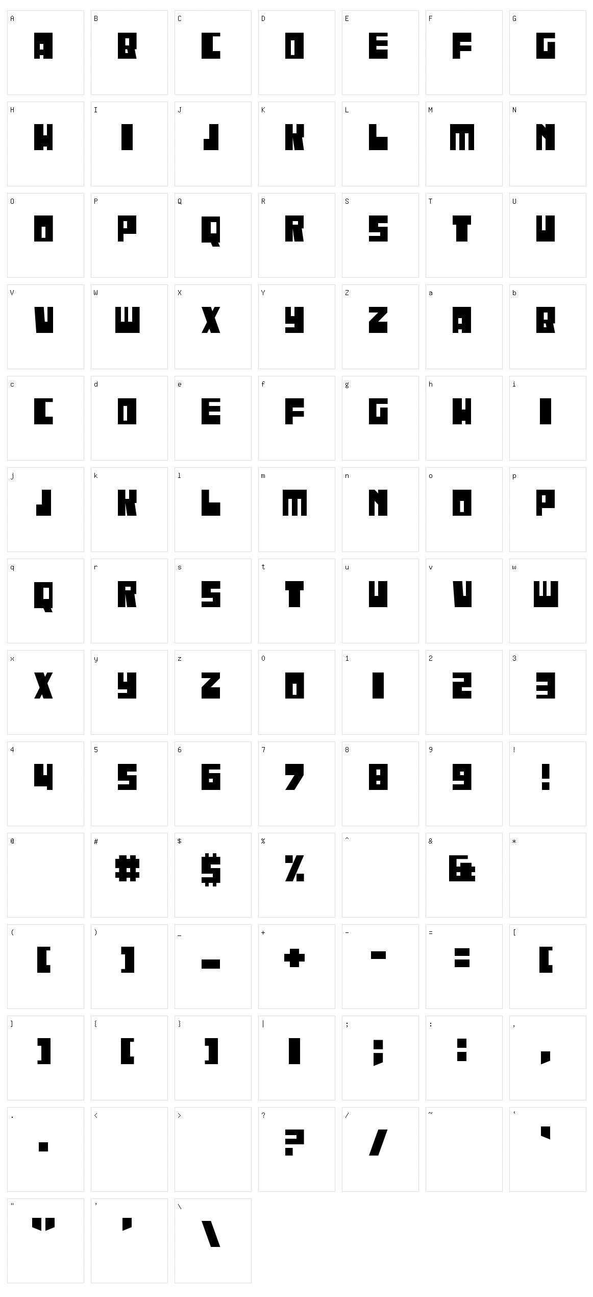 Iregula Character Set