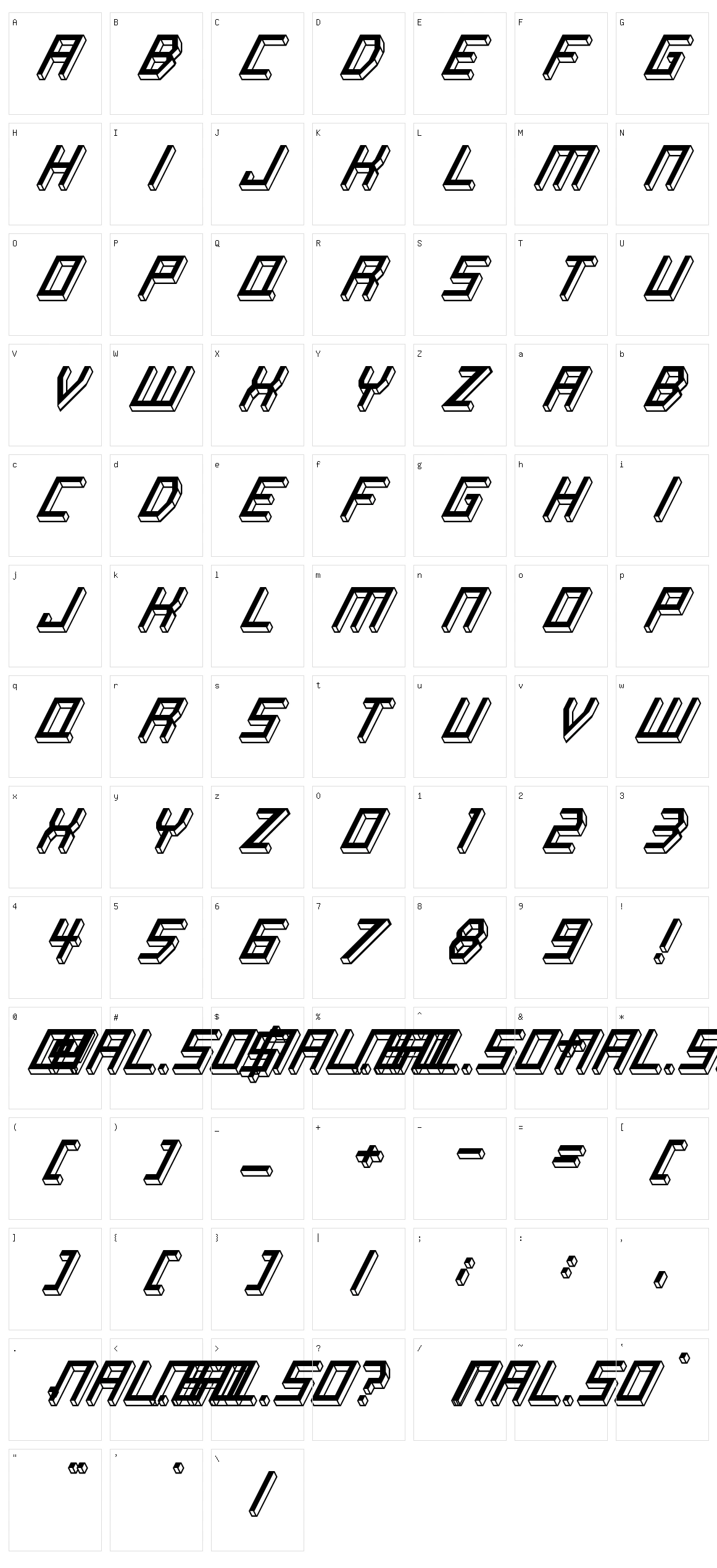 Italic Bricks Character Set