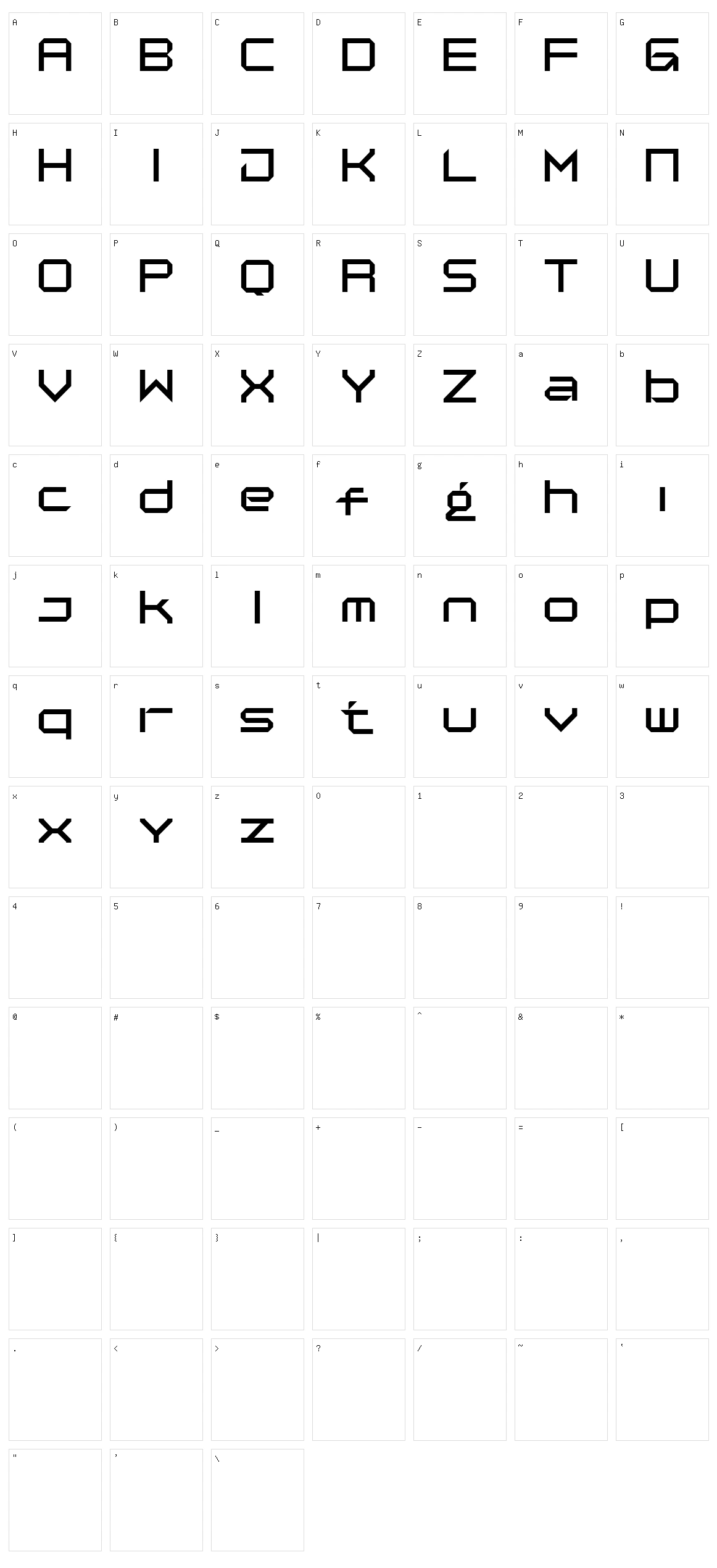 Jx Tabe Character Set