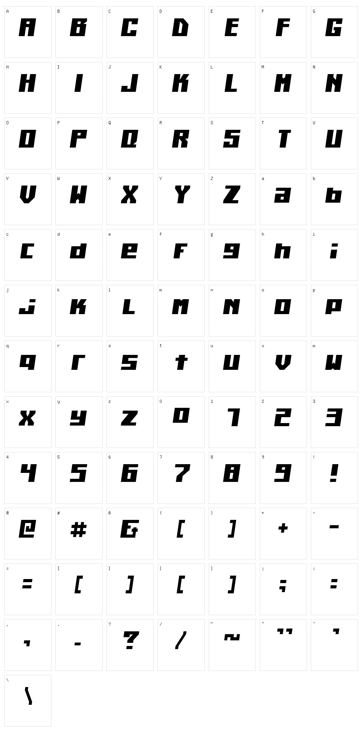 Kiloton Character Set