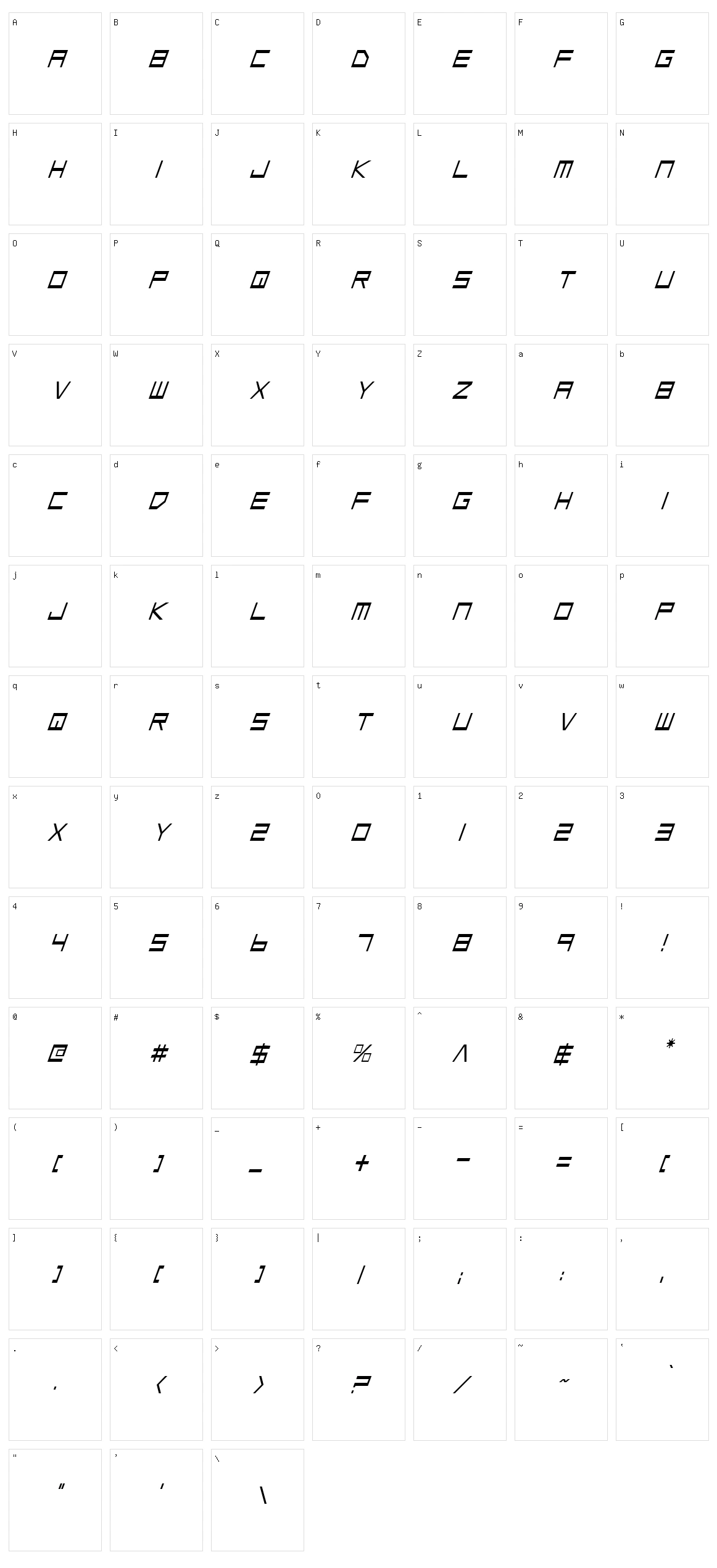 Low Gun Screen Character Set