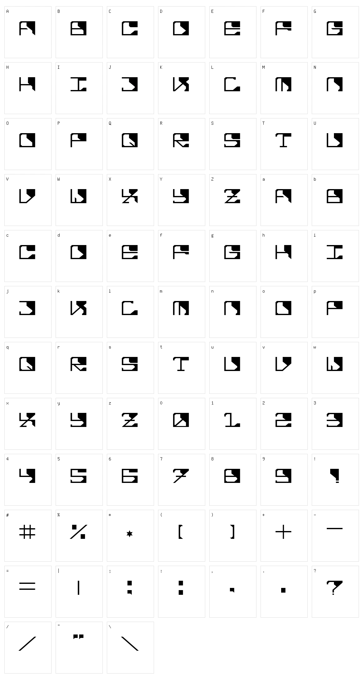 M290 Character Set