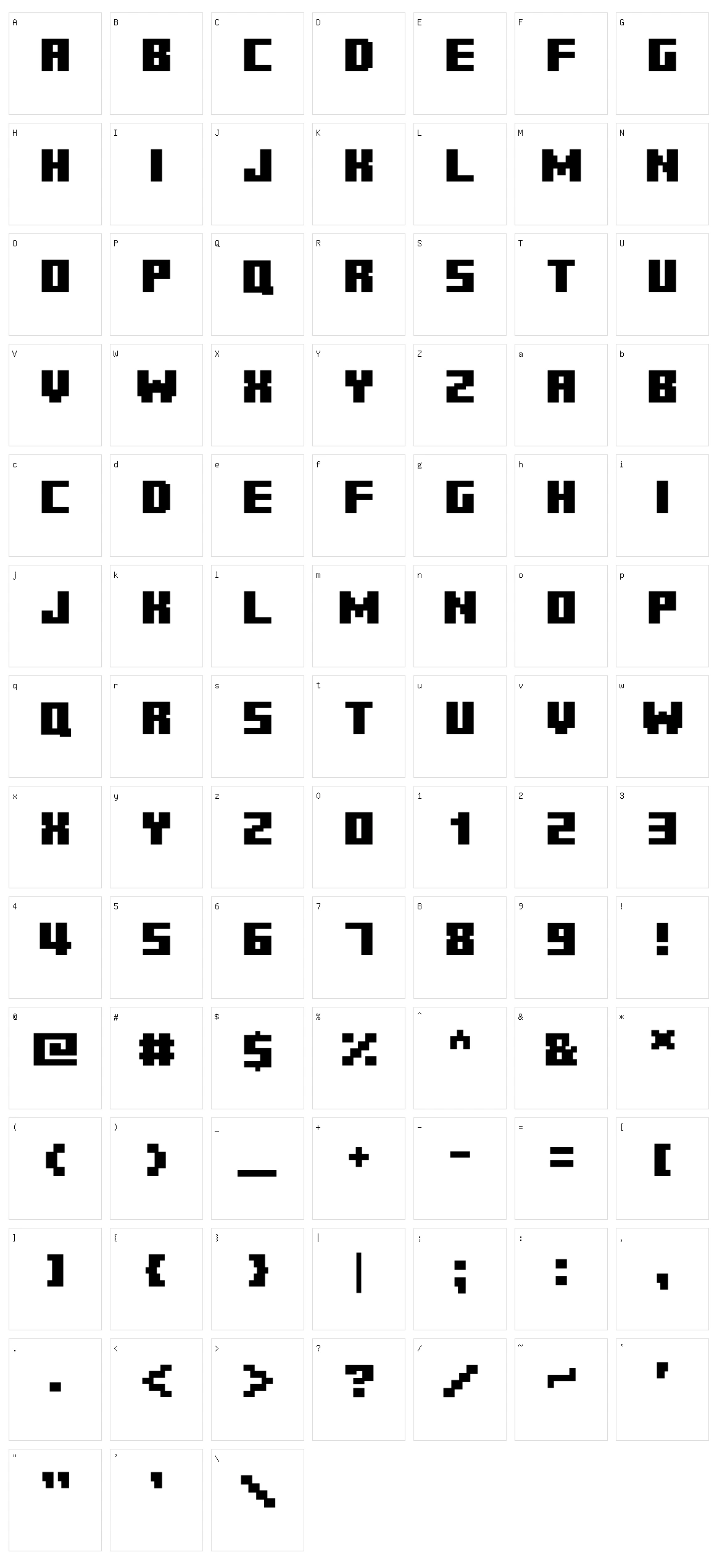 Minecraft Fifty Solid Character Set