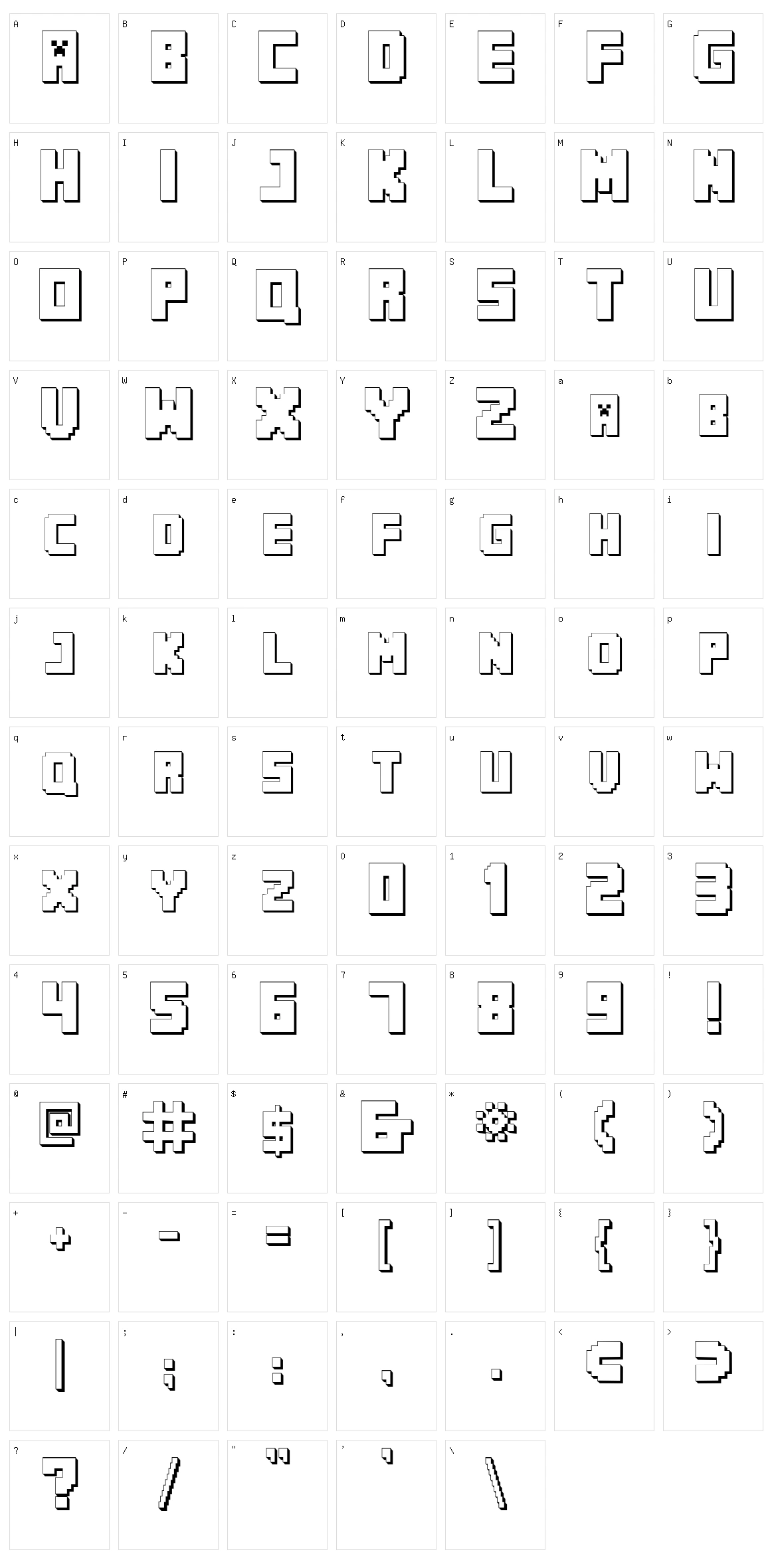 Minecraft PE Character Set