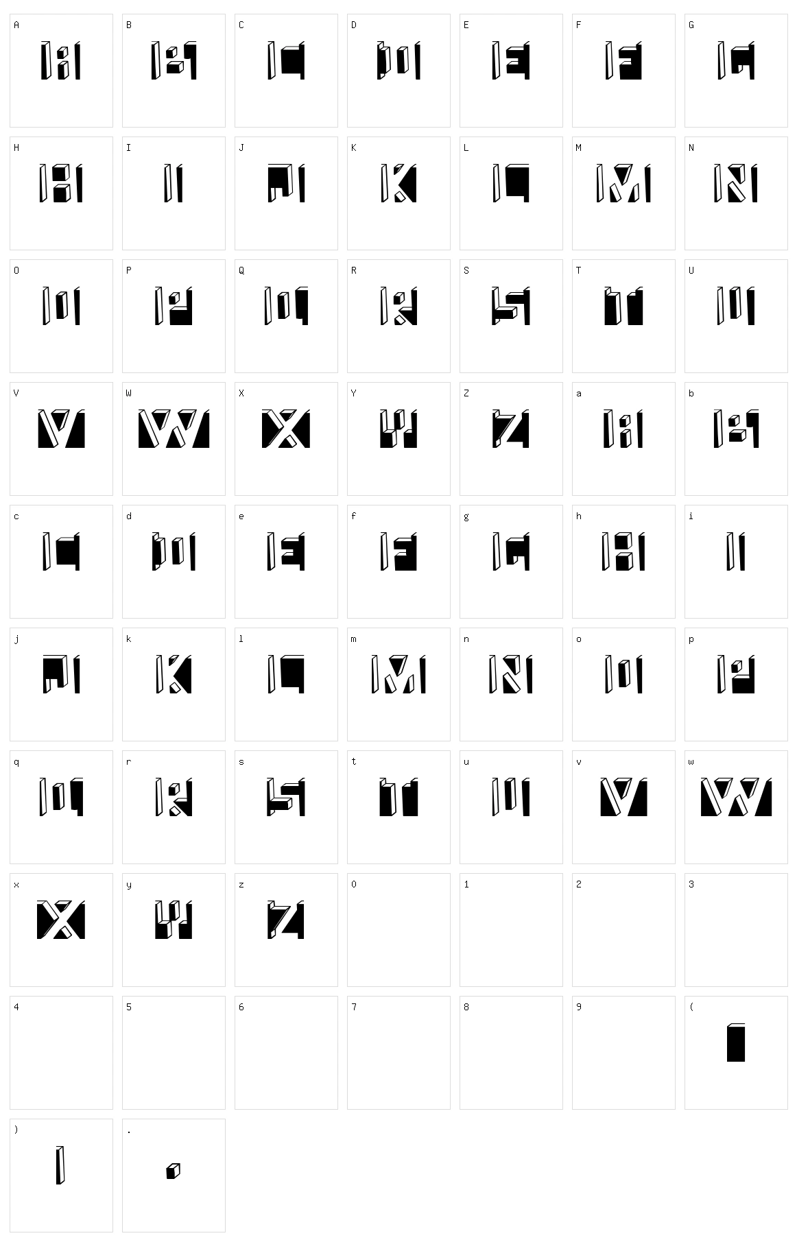 Namafont Character Set