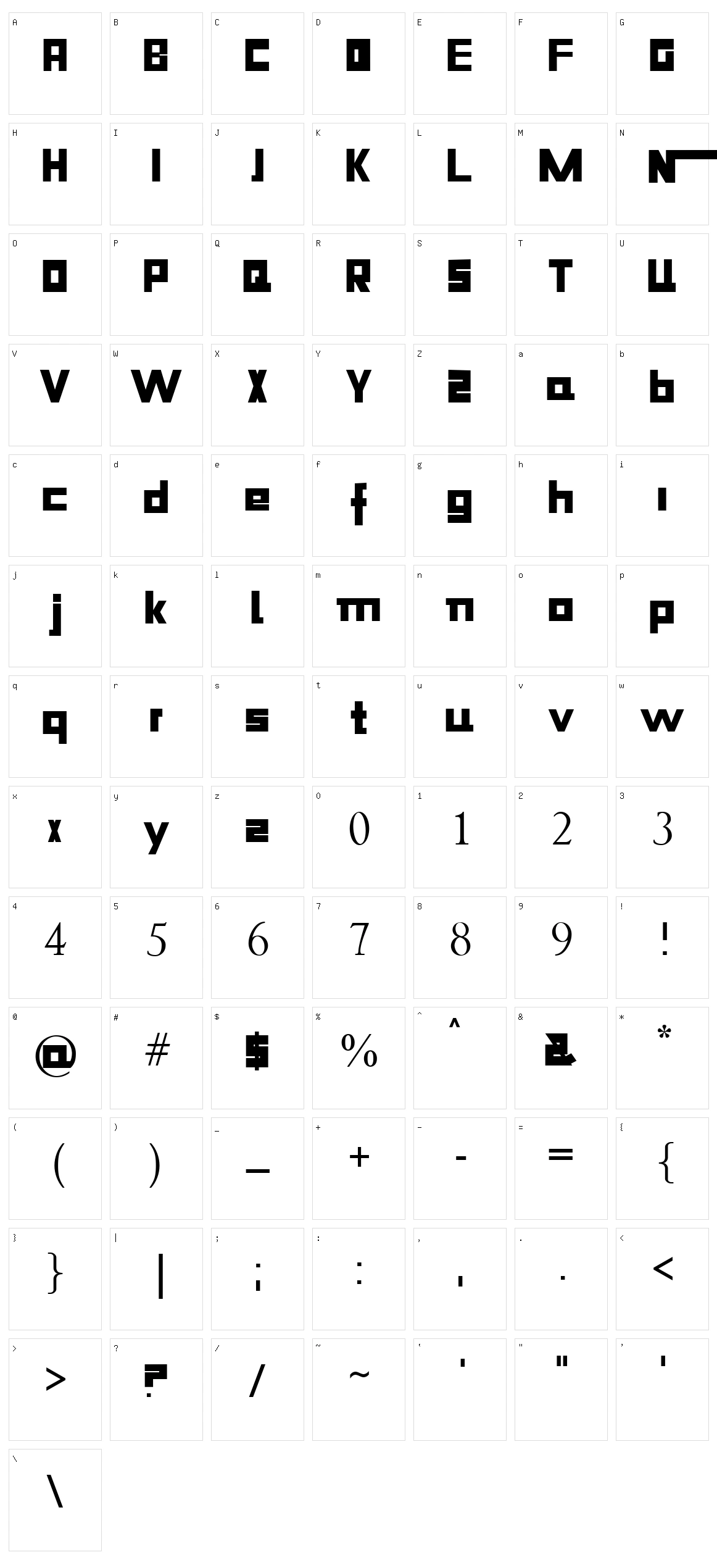 Niiiii-trous Character Set