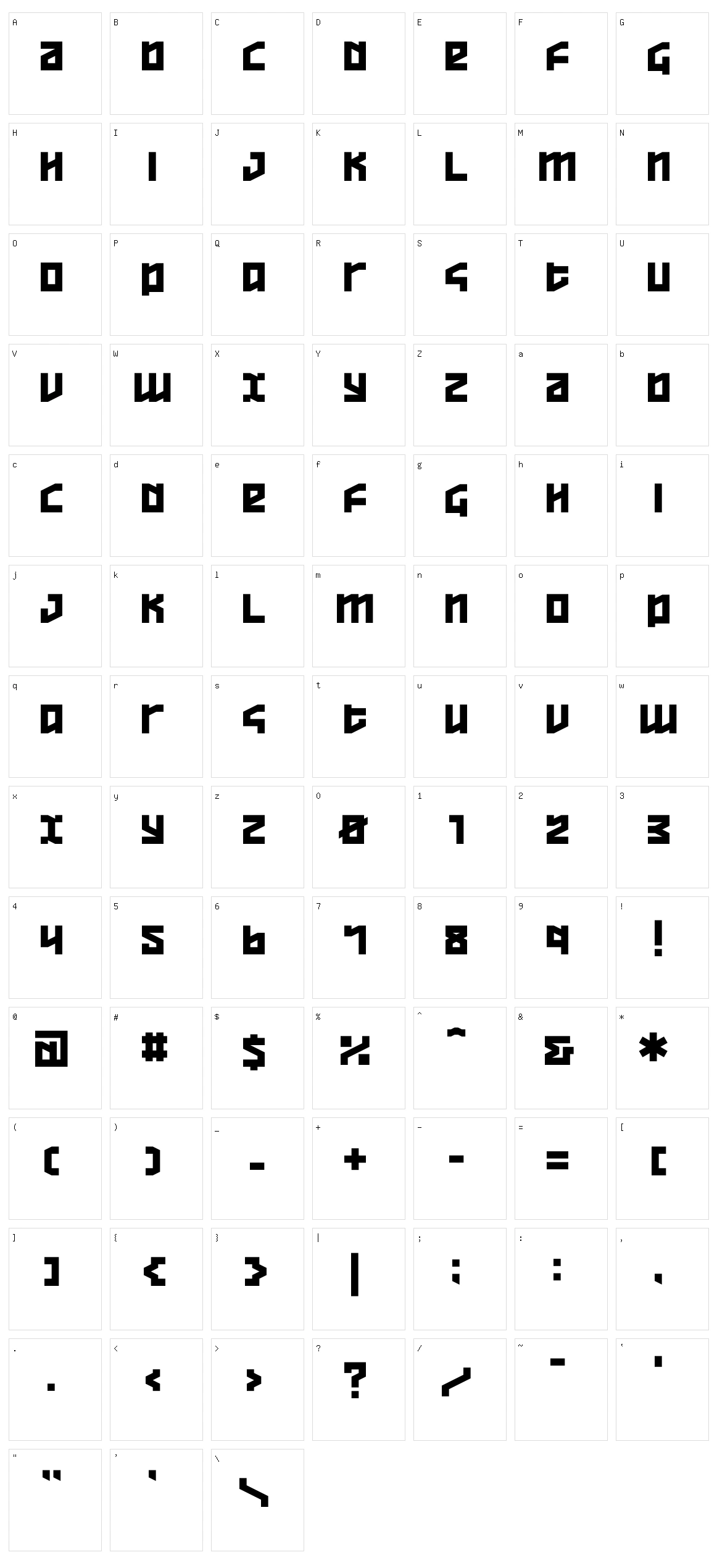 Overheads Character Set