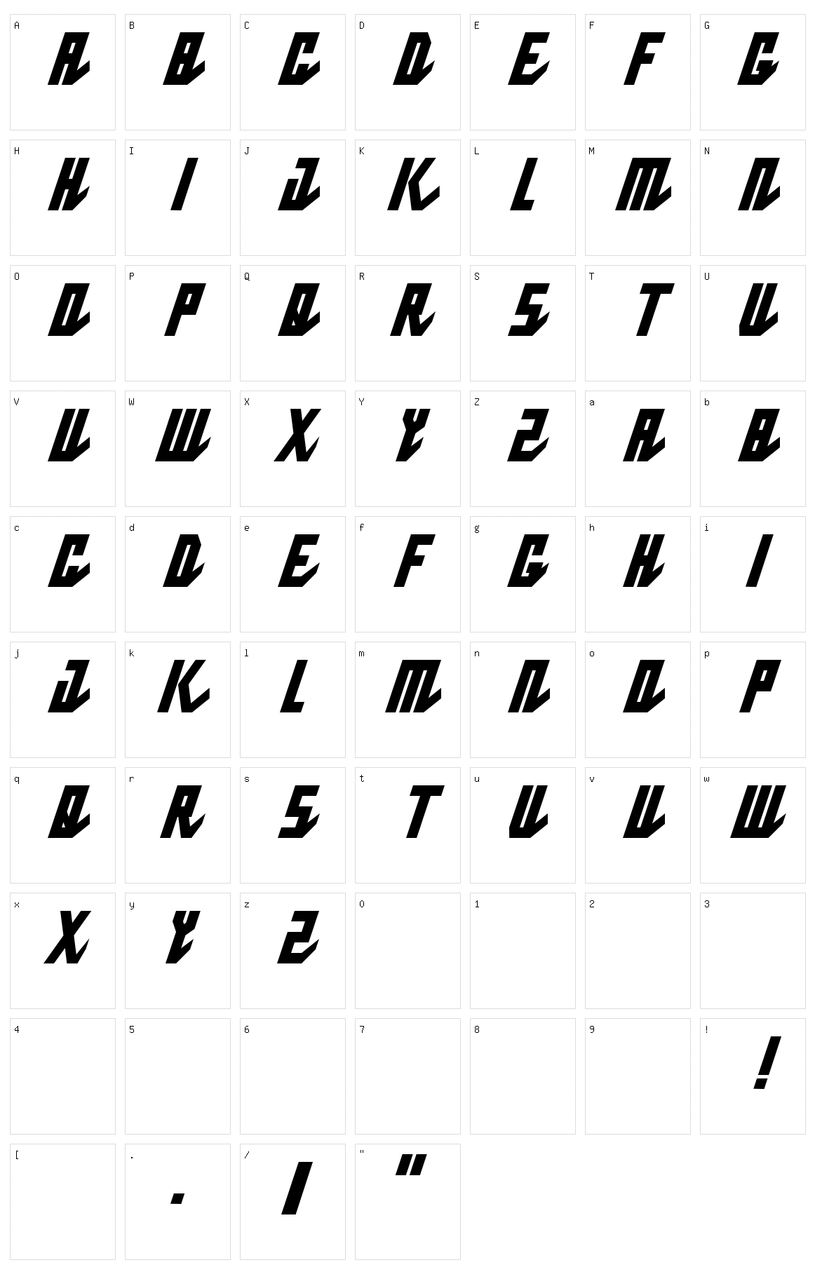 Pablo Narrow Character Set