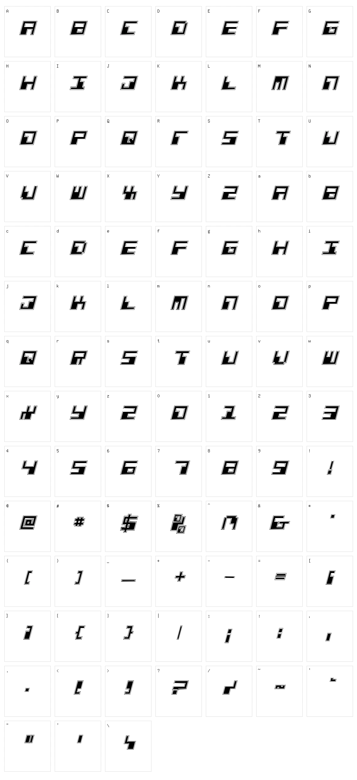 Phaser Bank Character Set