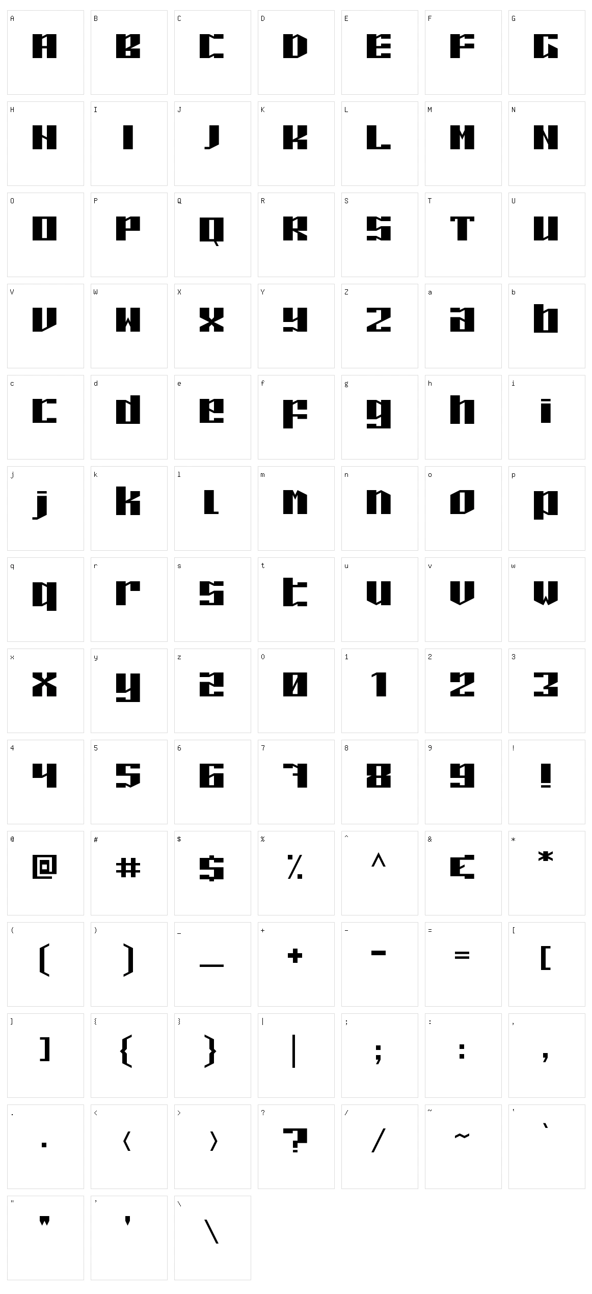 Piloton Character Set