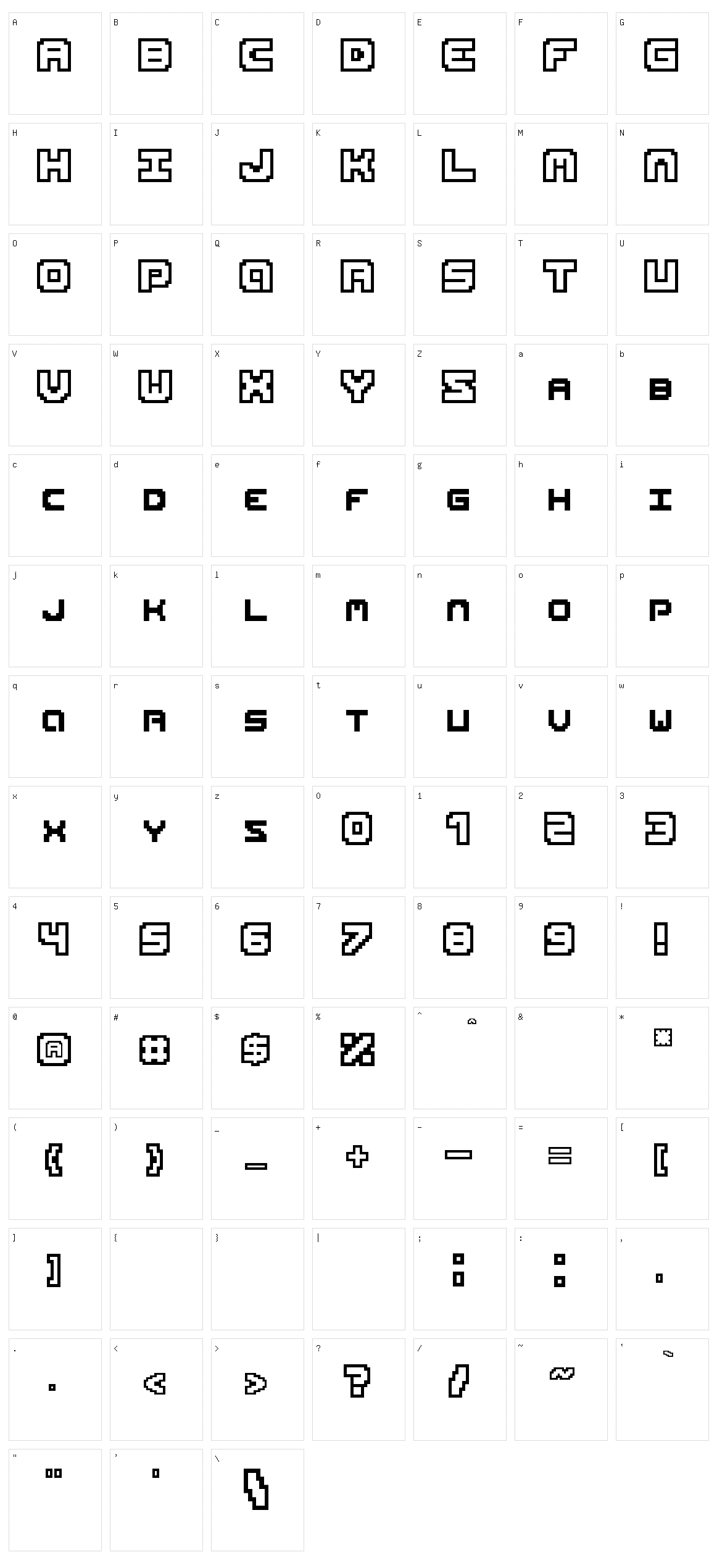 PIX lite Character Set