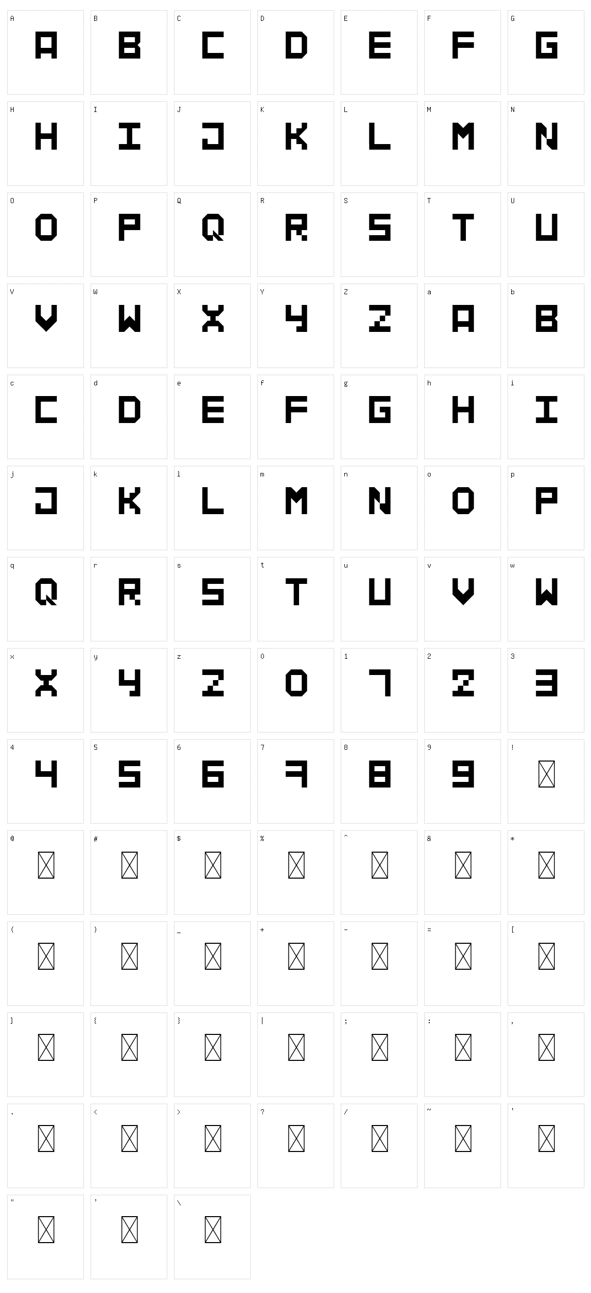 Pixspace Character Set