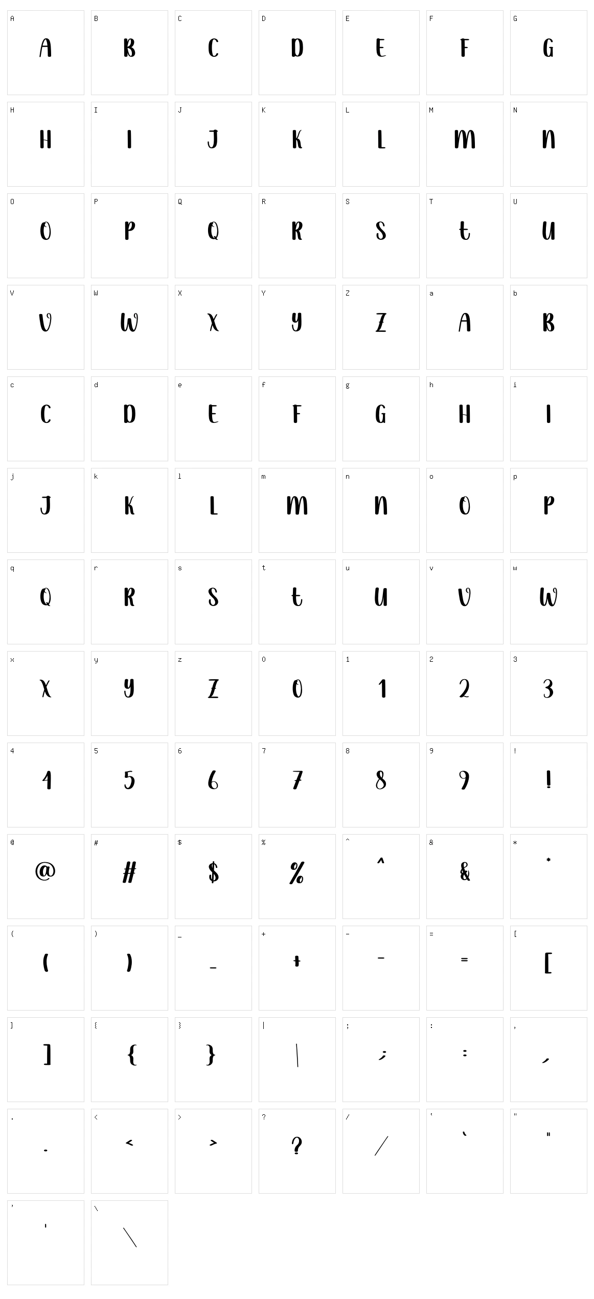 Simple Thick Character Set