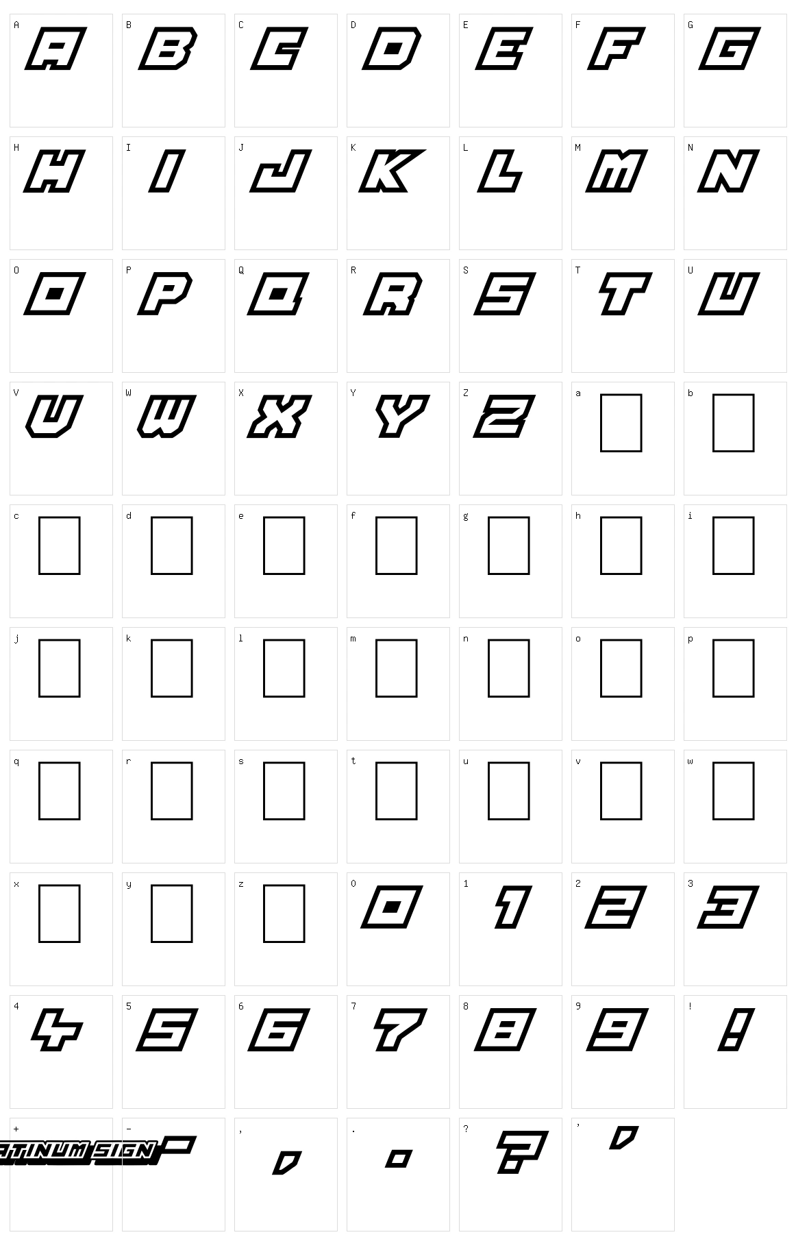 Platinum Sign Character Set