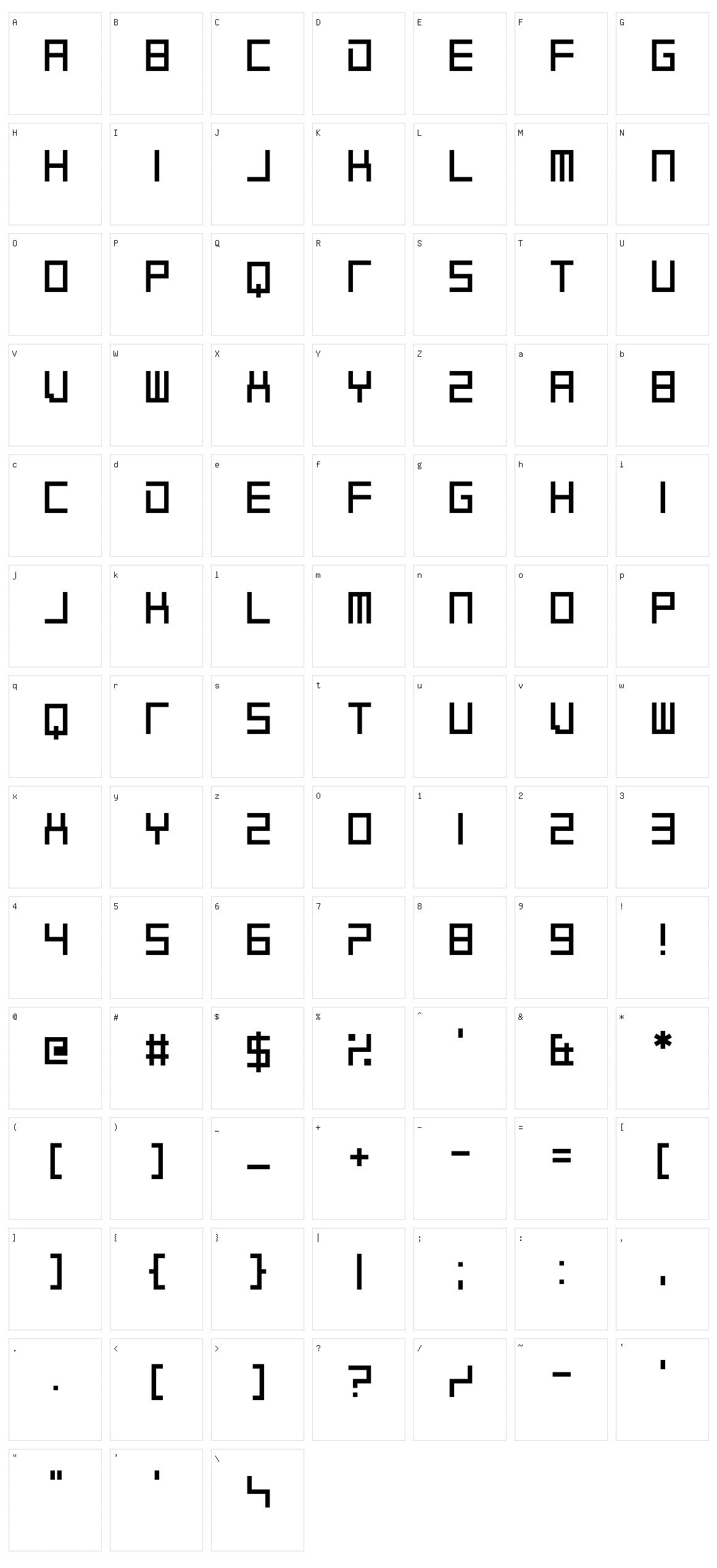 Psilent Character Set