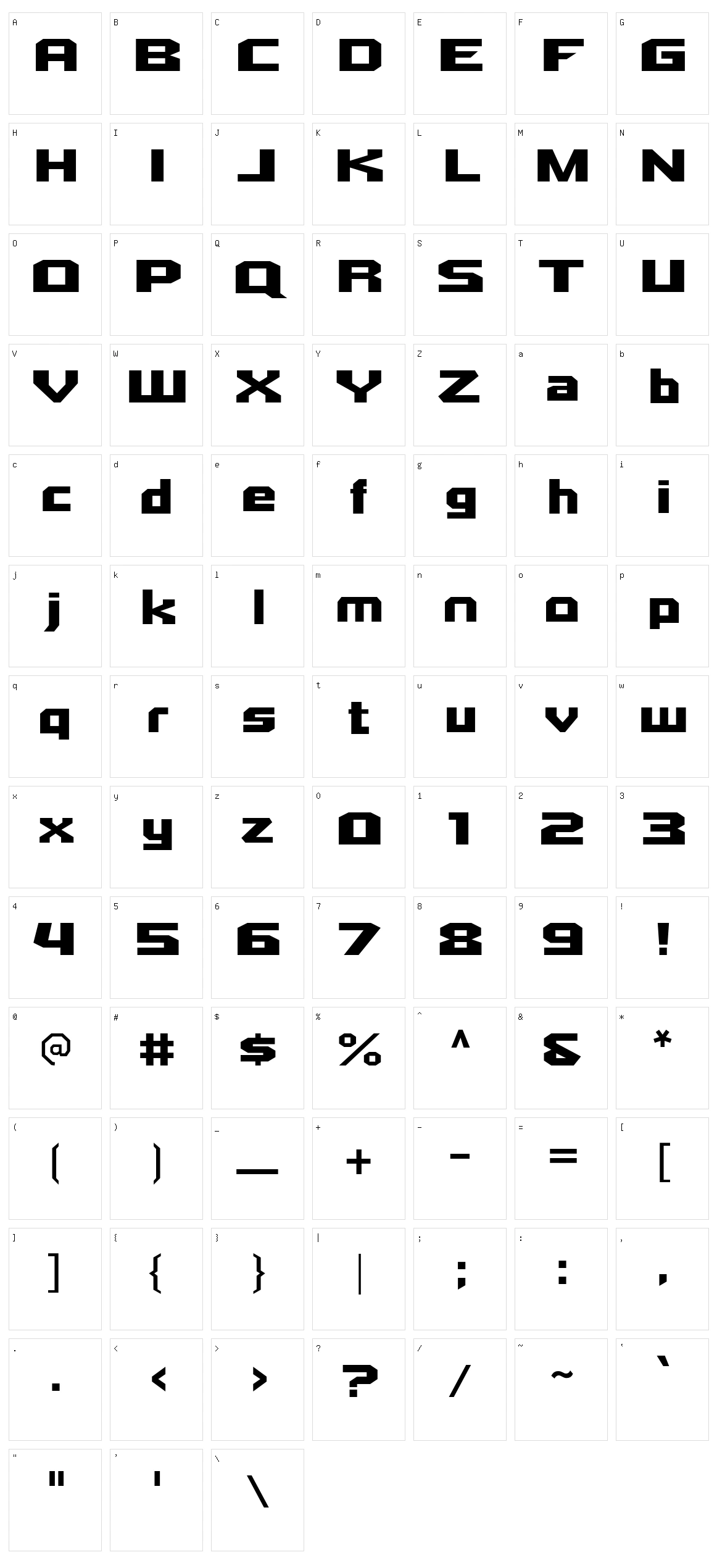 Quadrangle Character Set