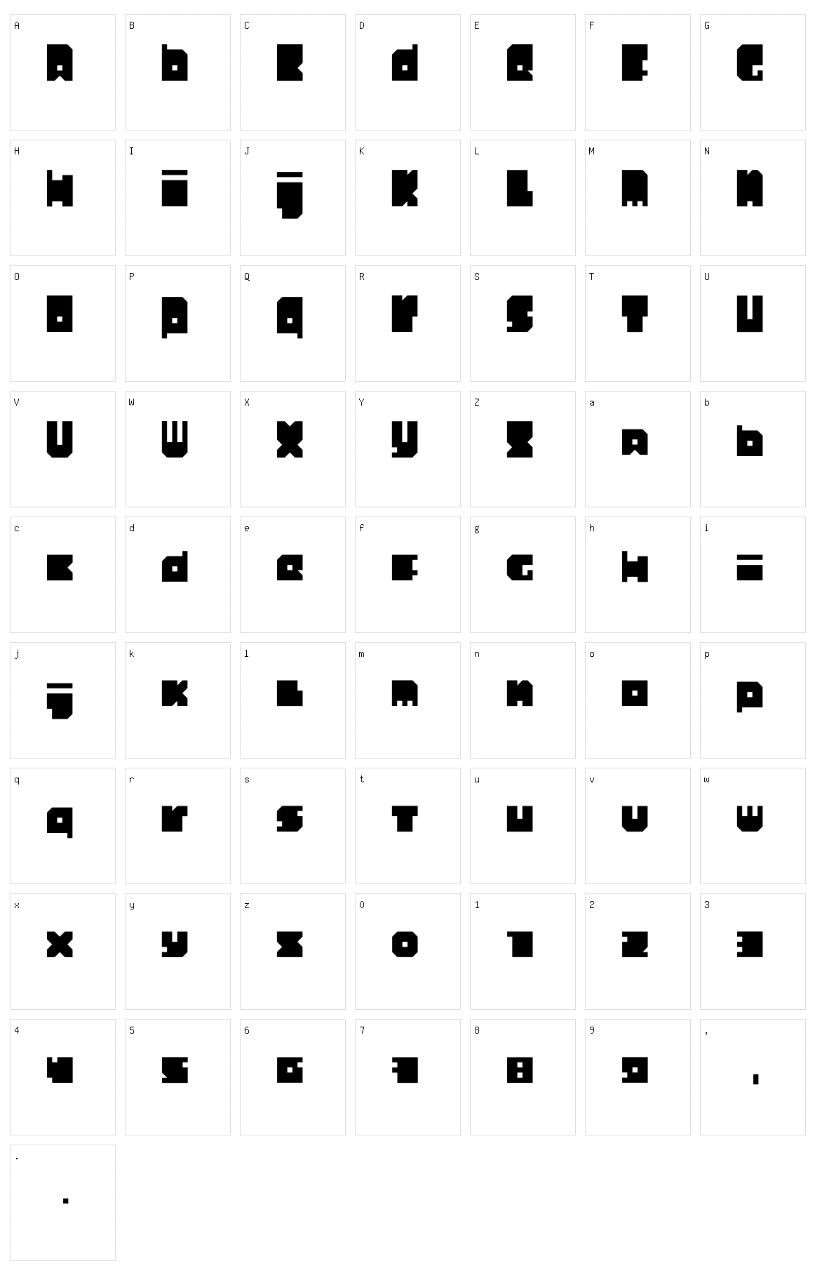 Quadratini Character Set