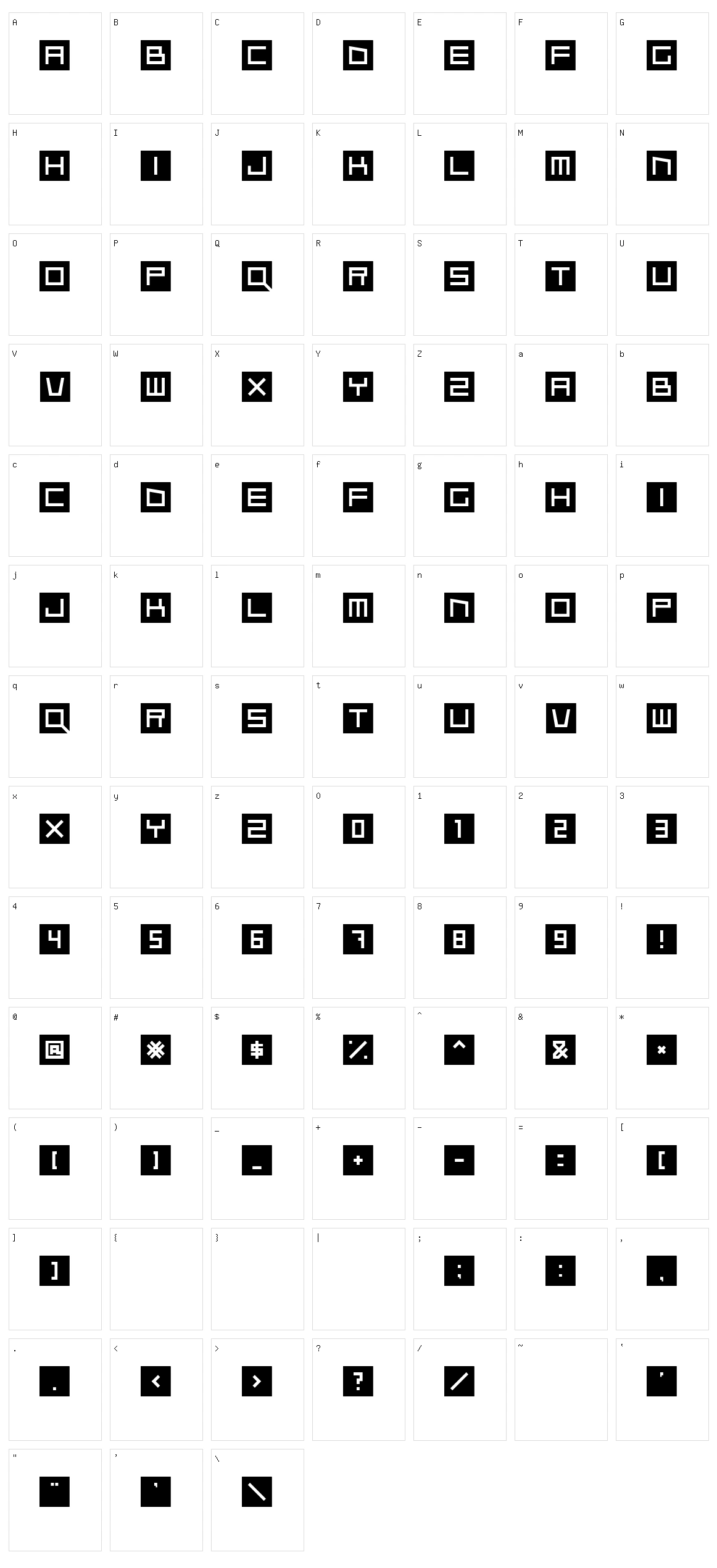 Qubix Character Set