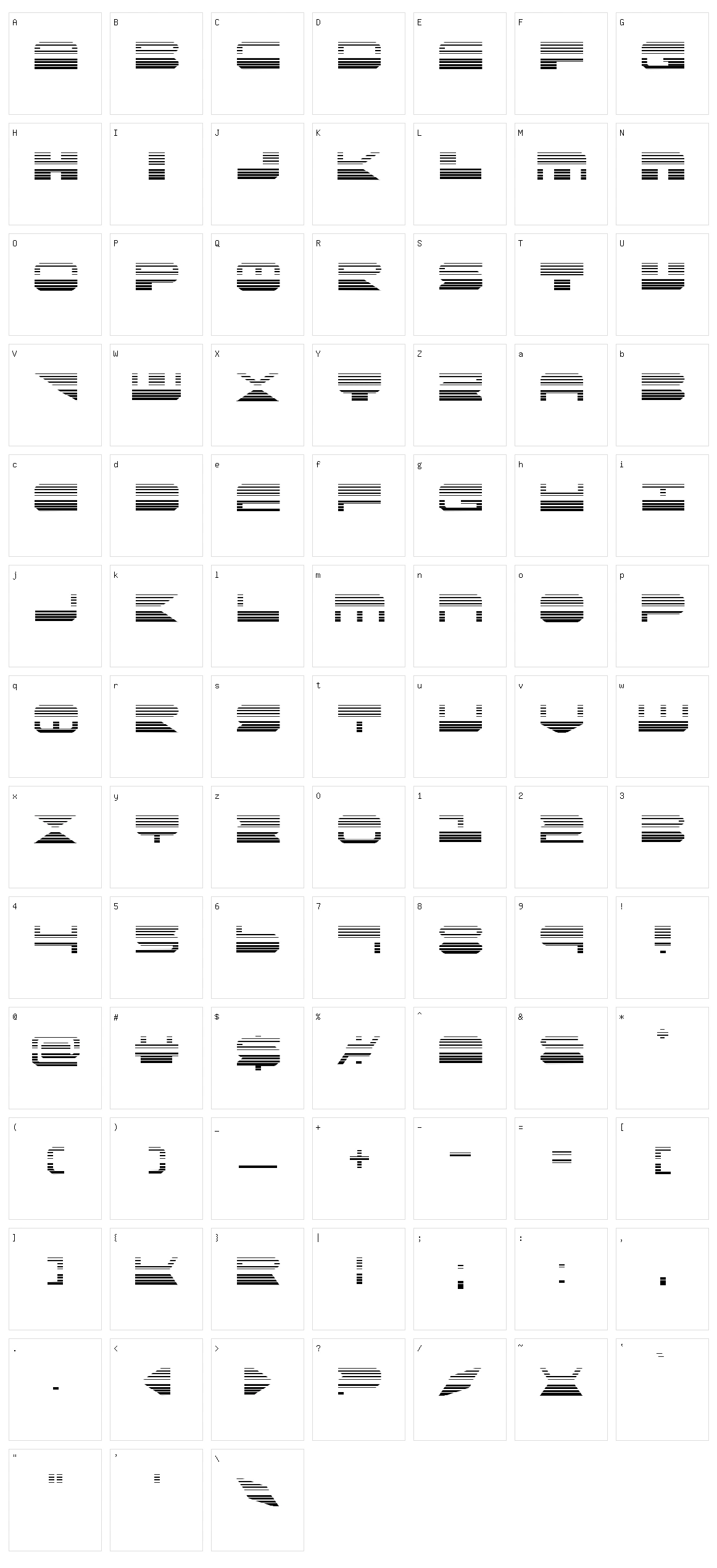 QuickMark Character Set
