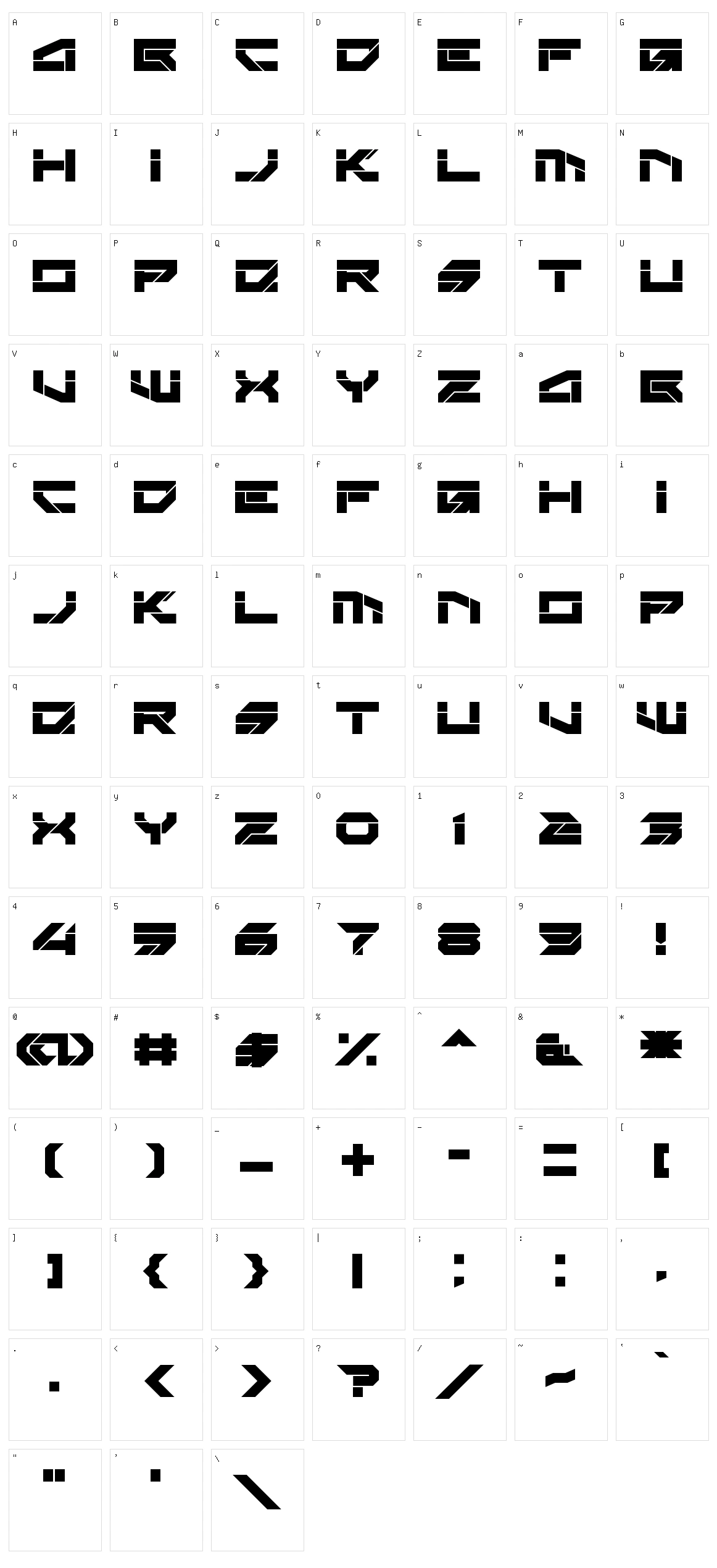Rektec Character Set