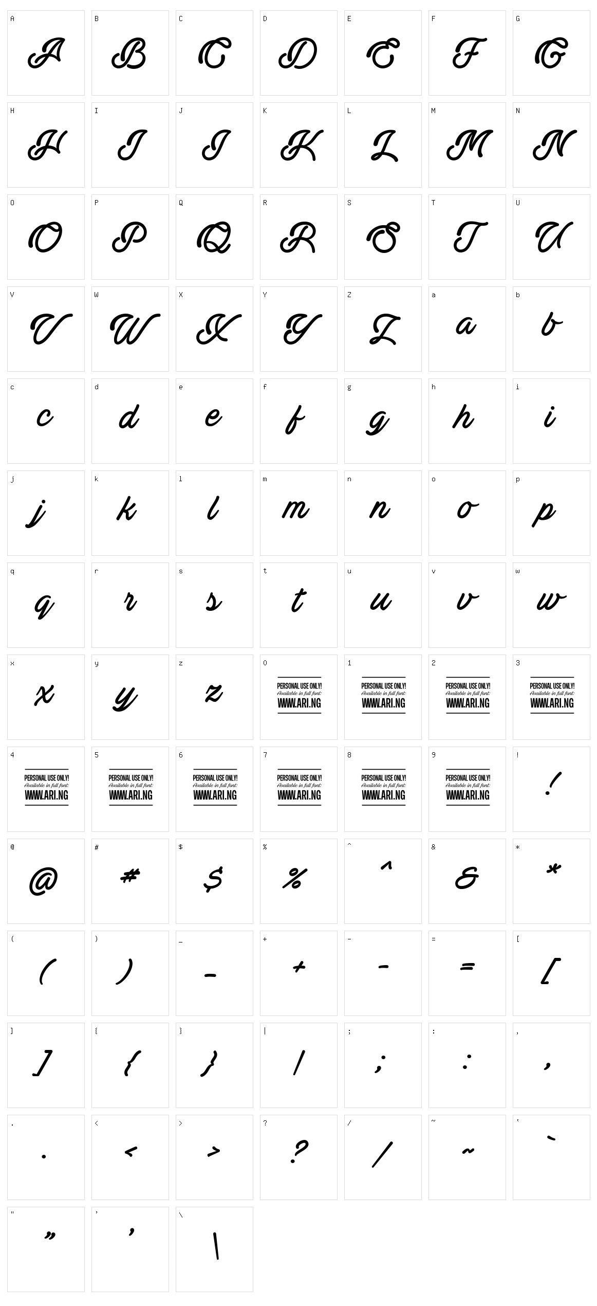 Actonia Character Set