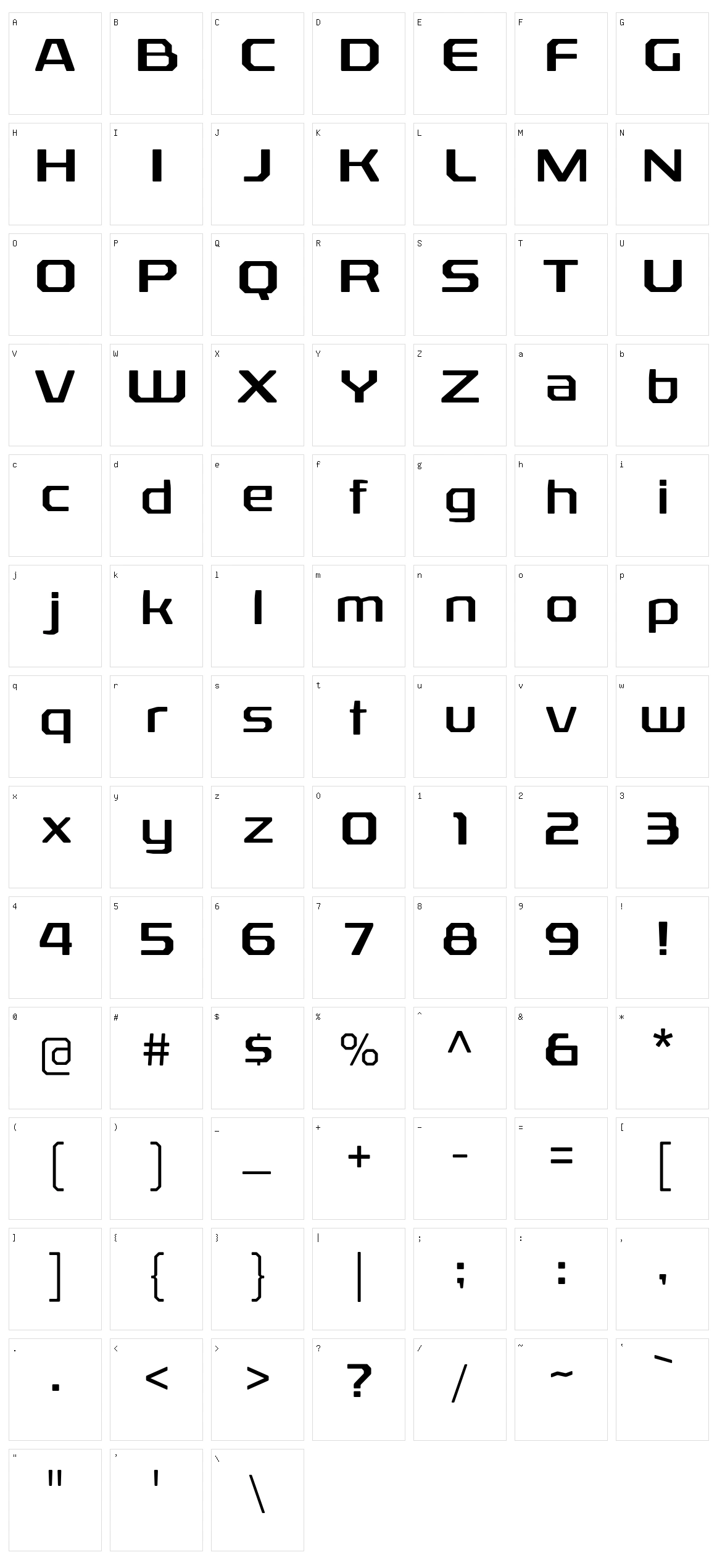 Rexlia Character Set
