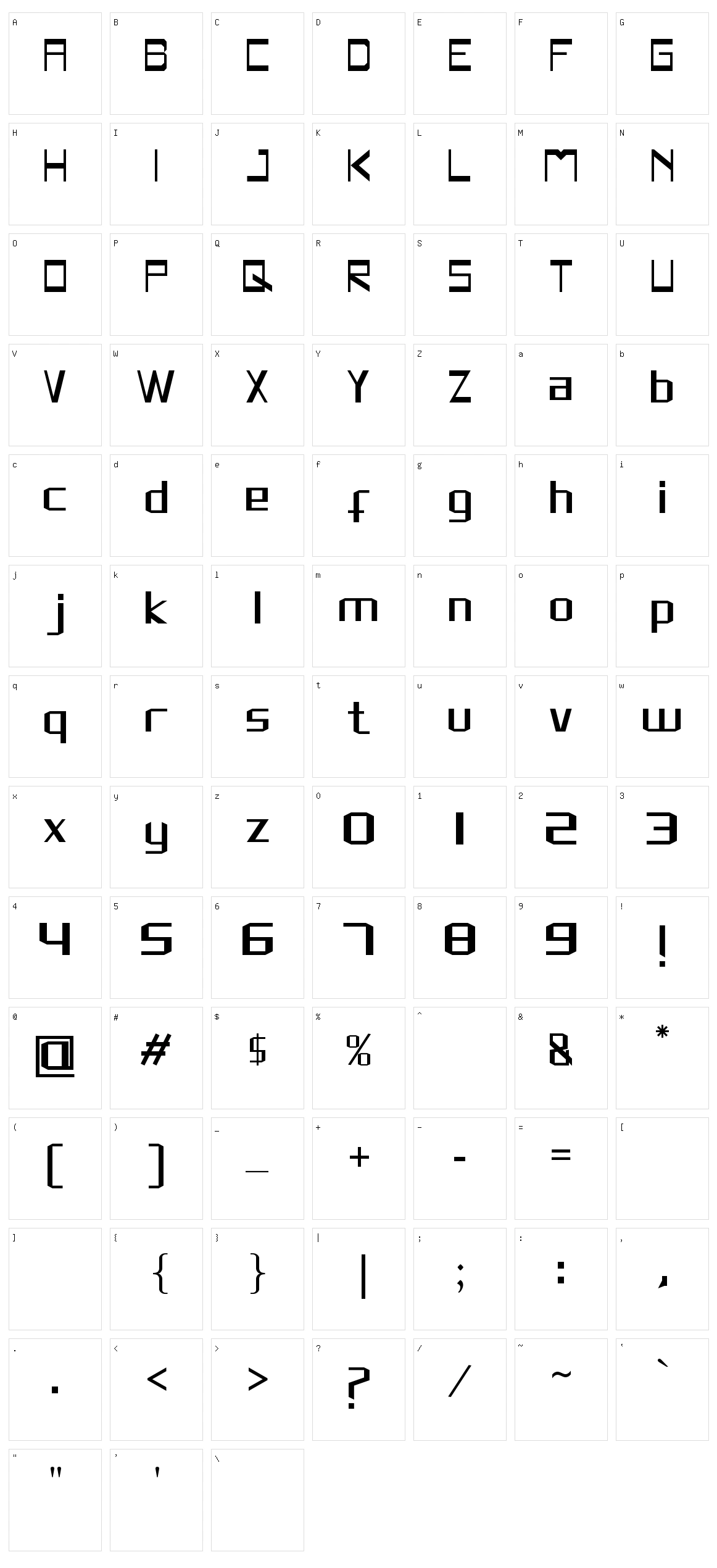 Rivesquare Character Set