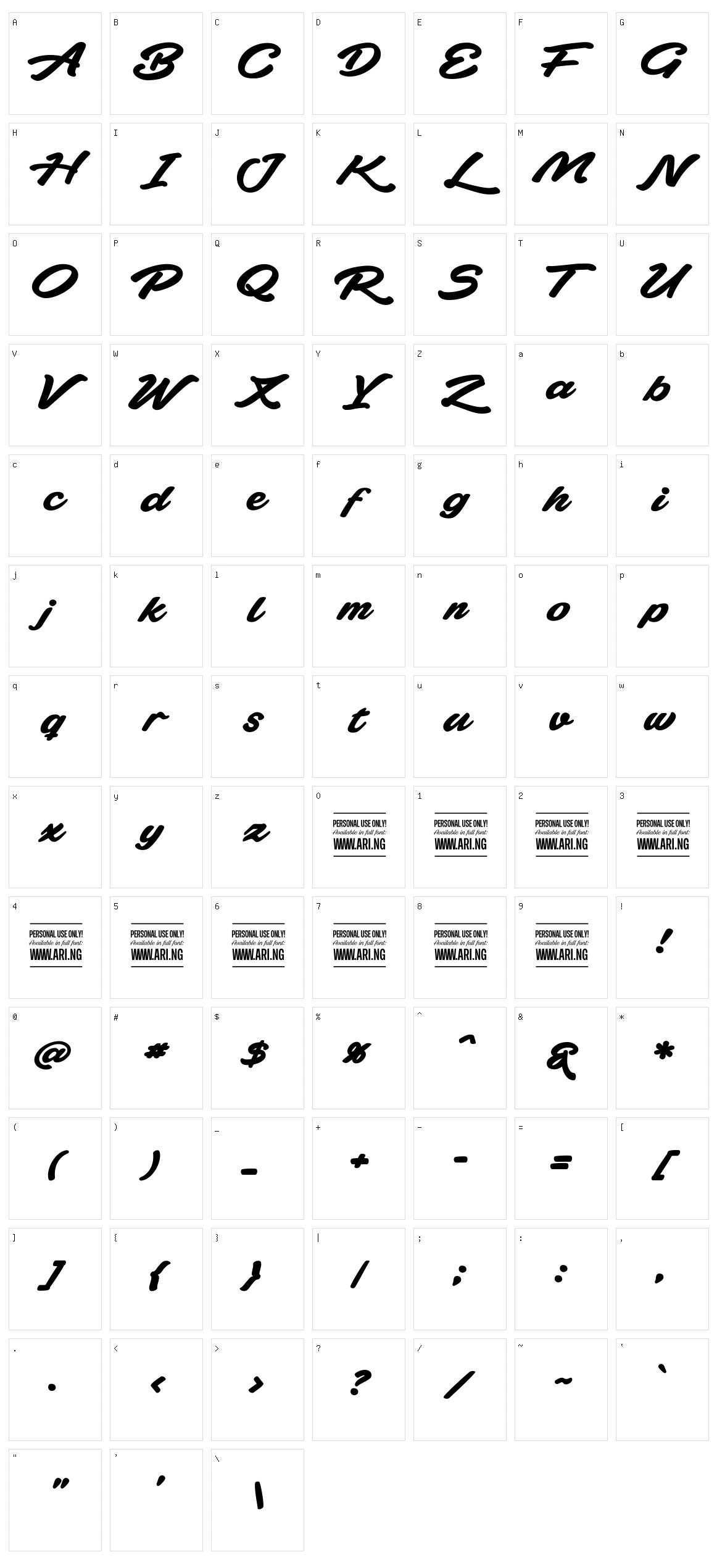 Plicata Character Set