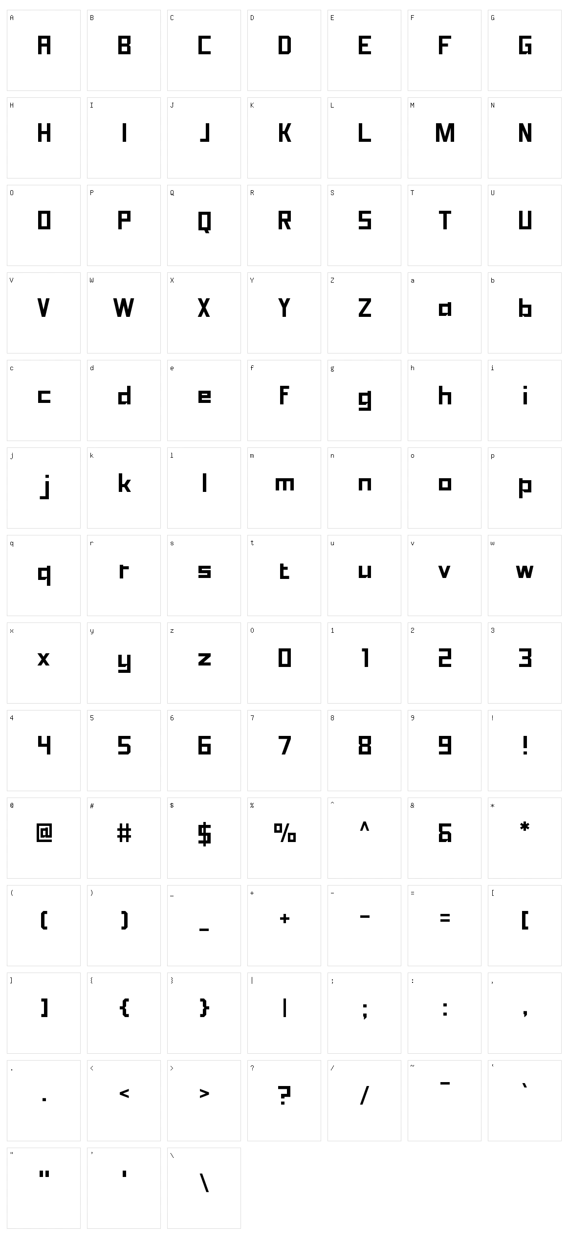 Sadana Square Character Set