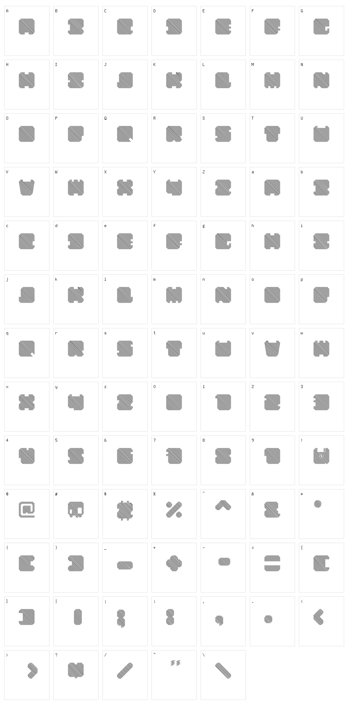 SHD TechnoType Character Set