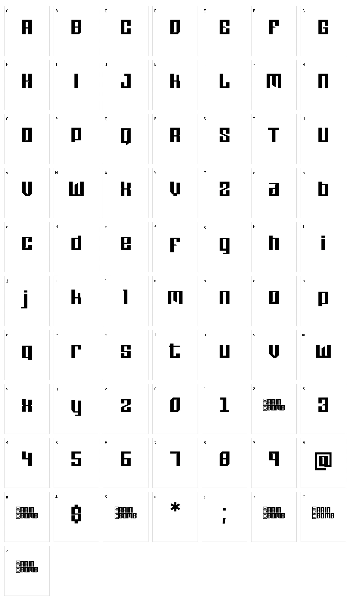 Sidefont Character Set