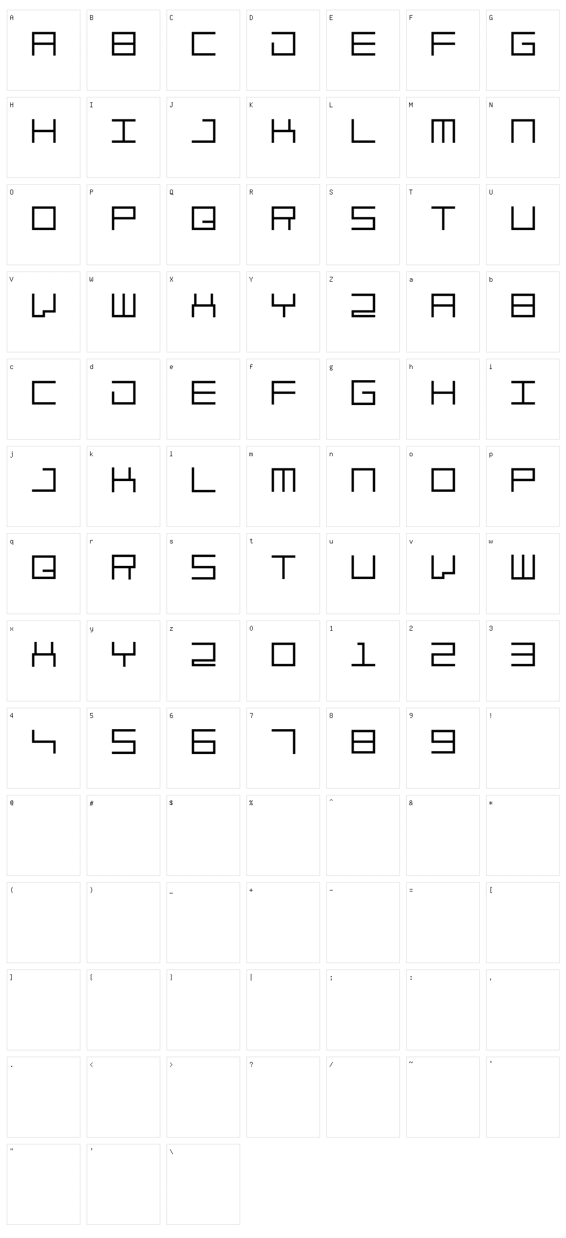 Skuare Character Set