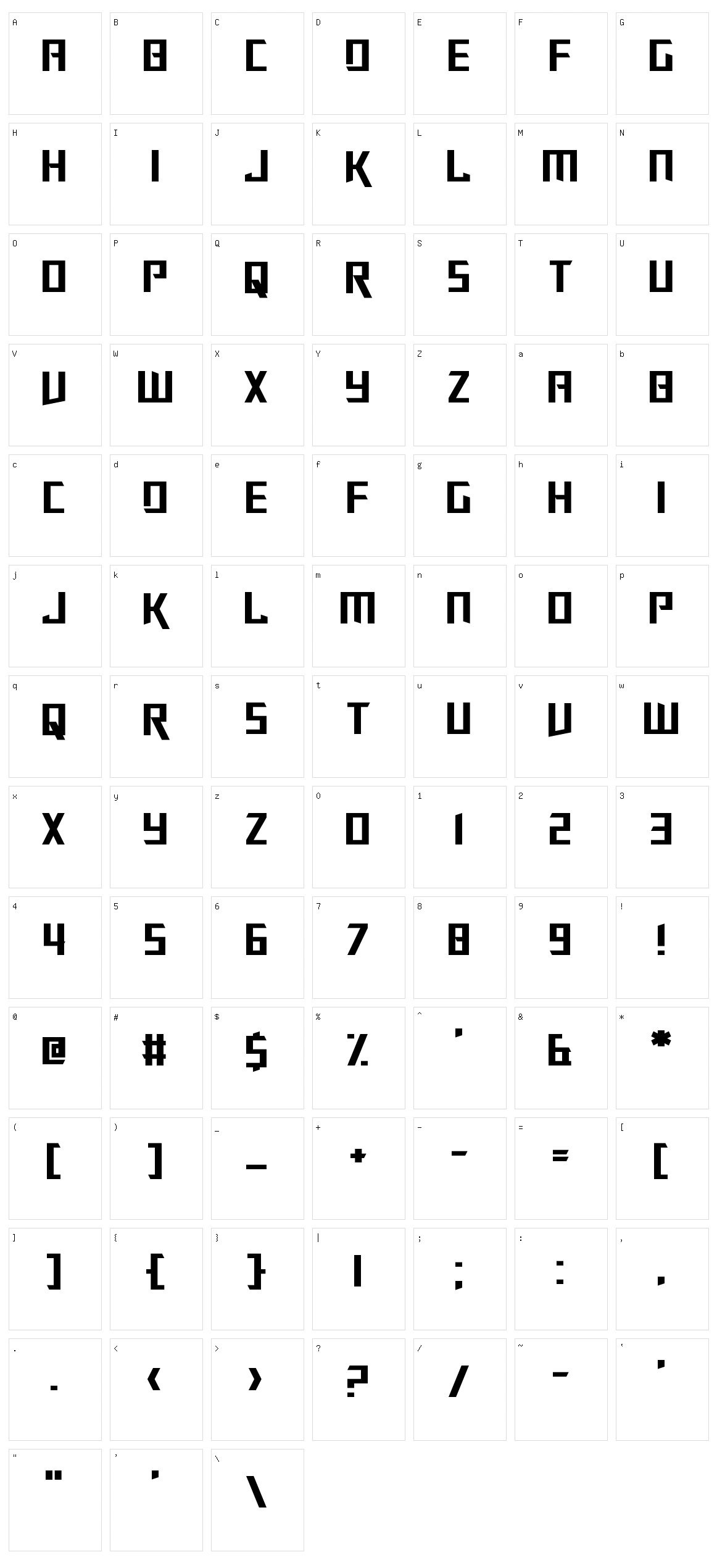 Slalom Character Set