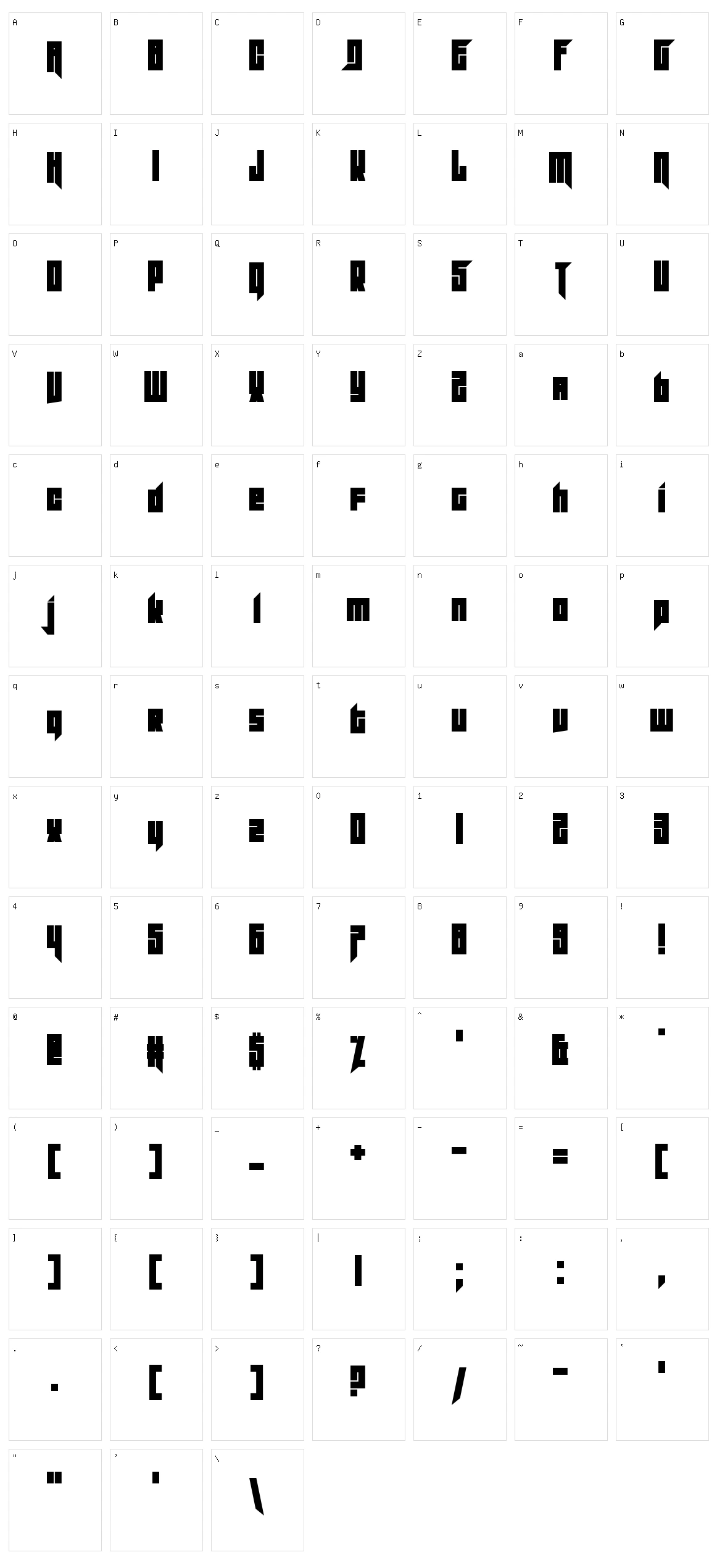 Slitter Character Set