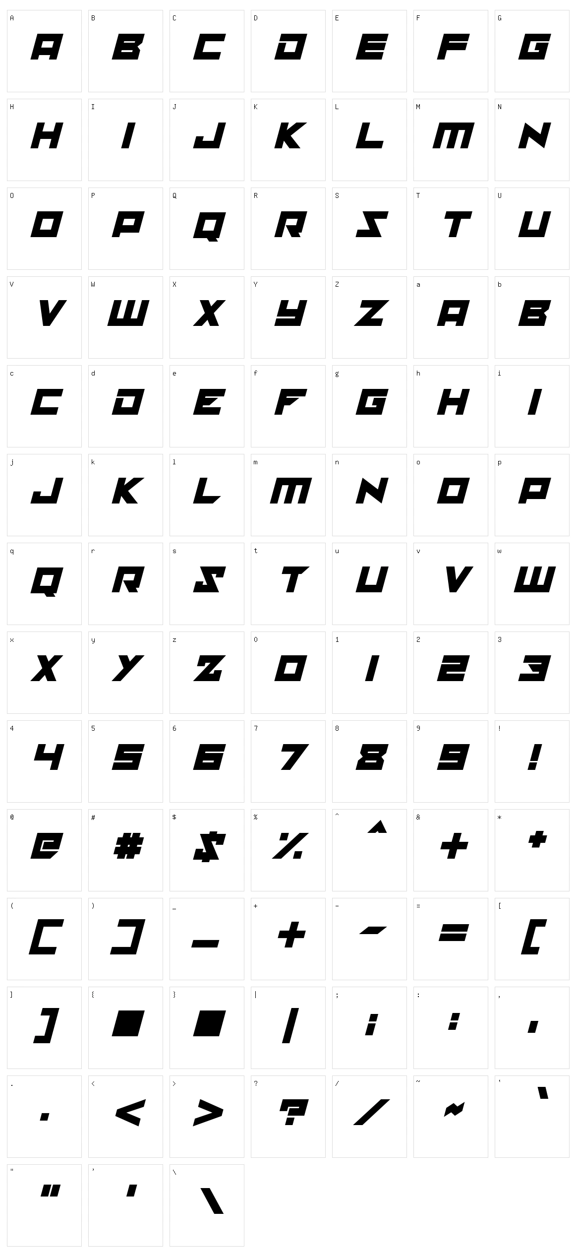 Solaria Character Set